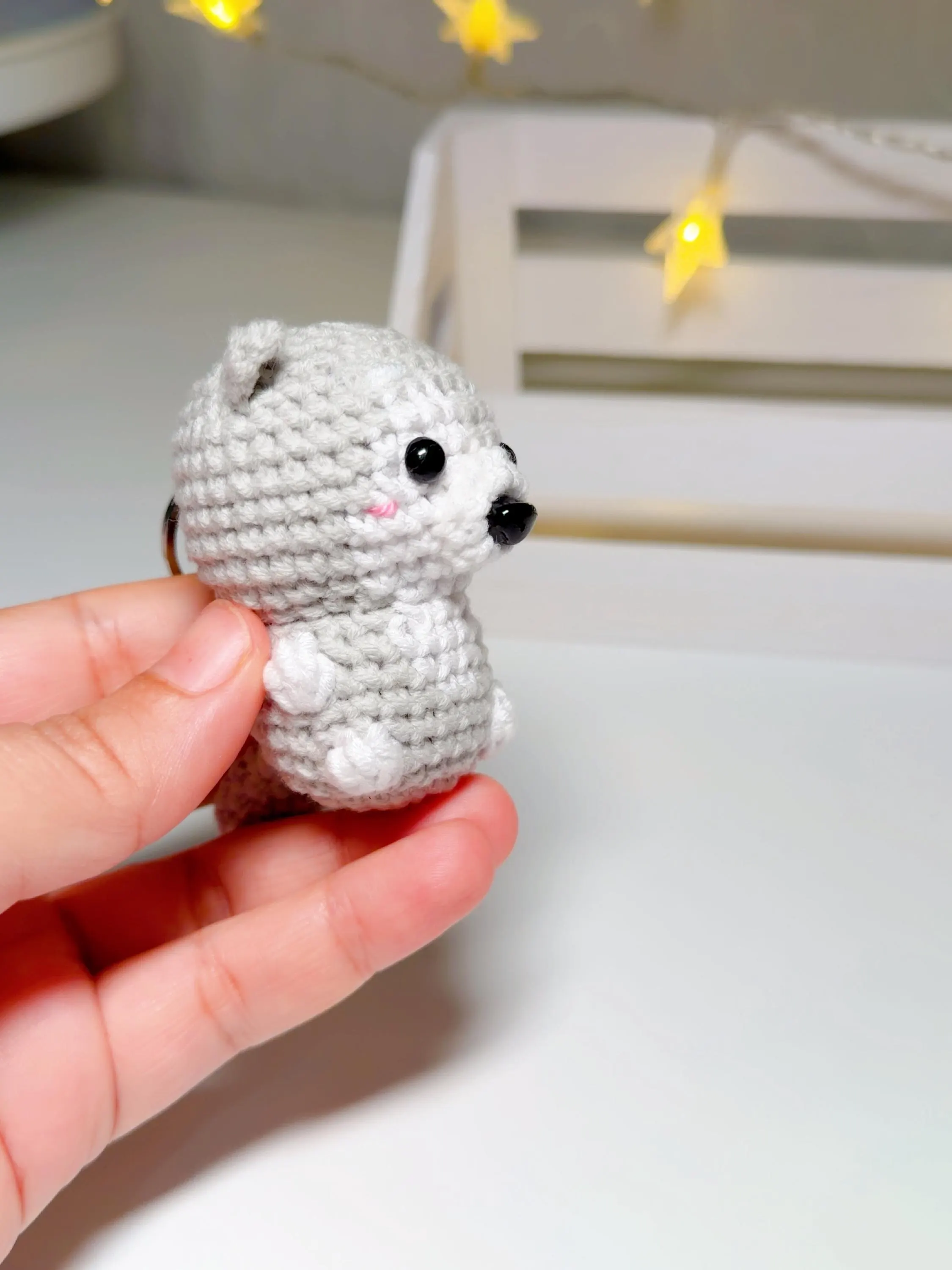 Handmade Amigurumi Crochet Dog Puppy Keychain, product photo 4