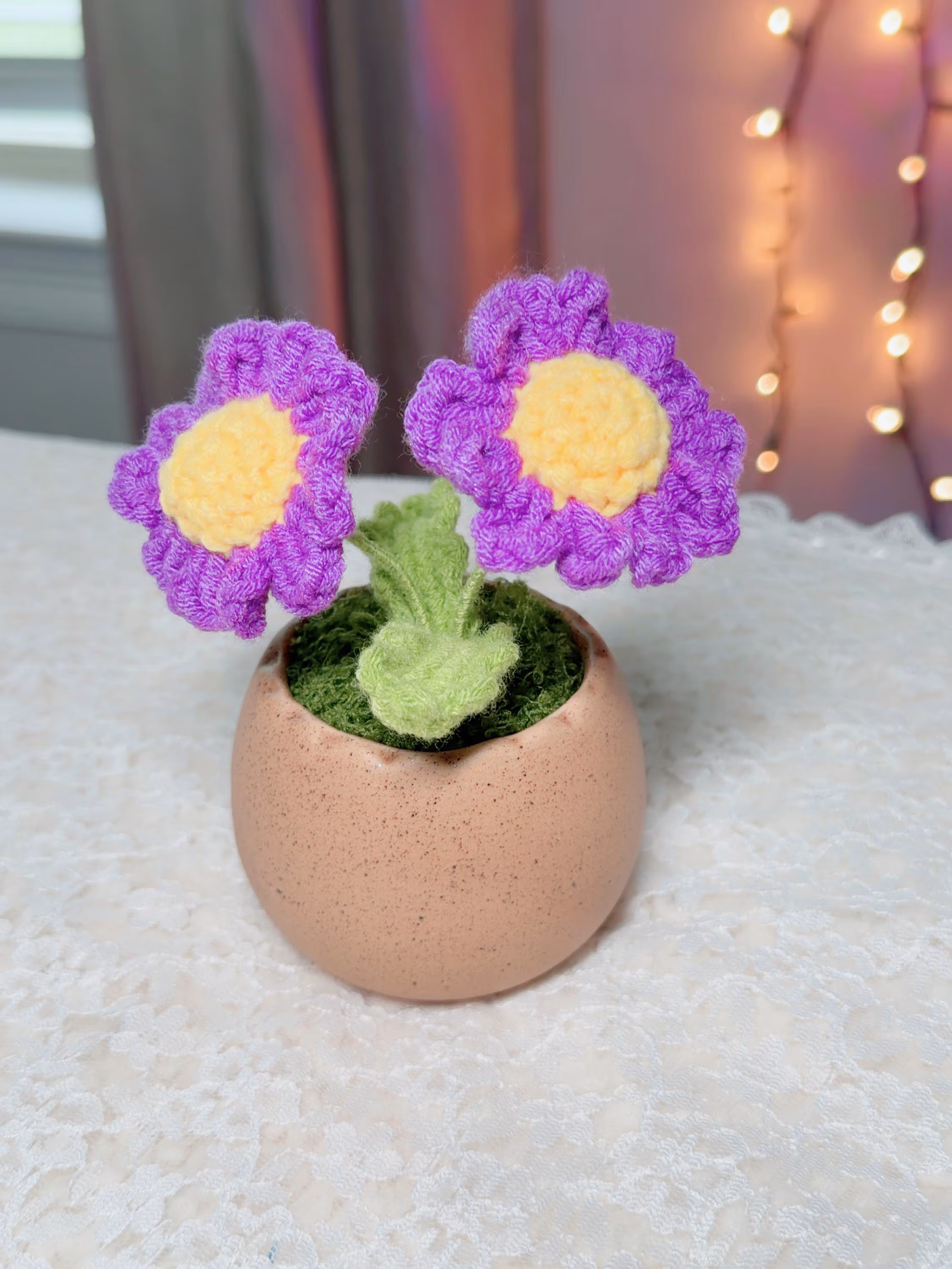 Crochet Daisy & Bell Flower Pot, product photo 11