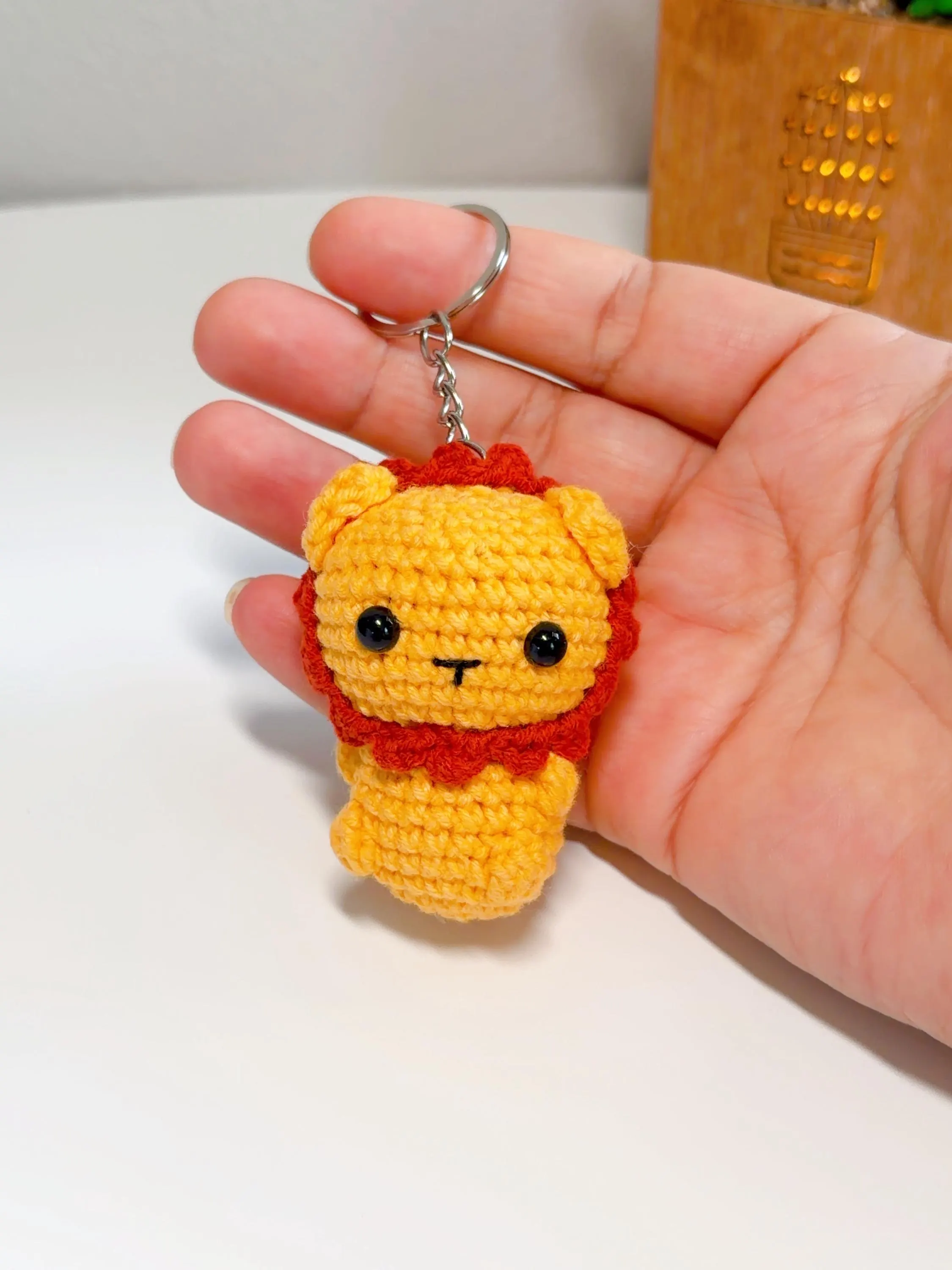 Handmade Crochet Lion Keychain, product photo 8