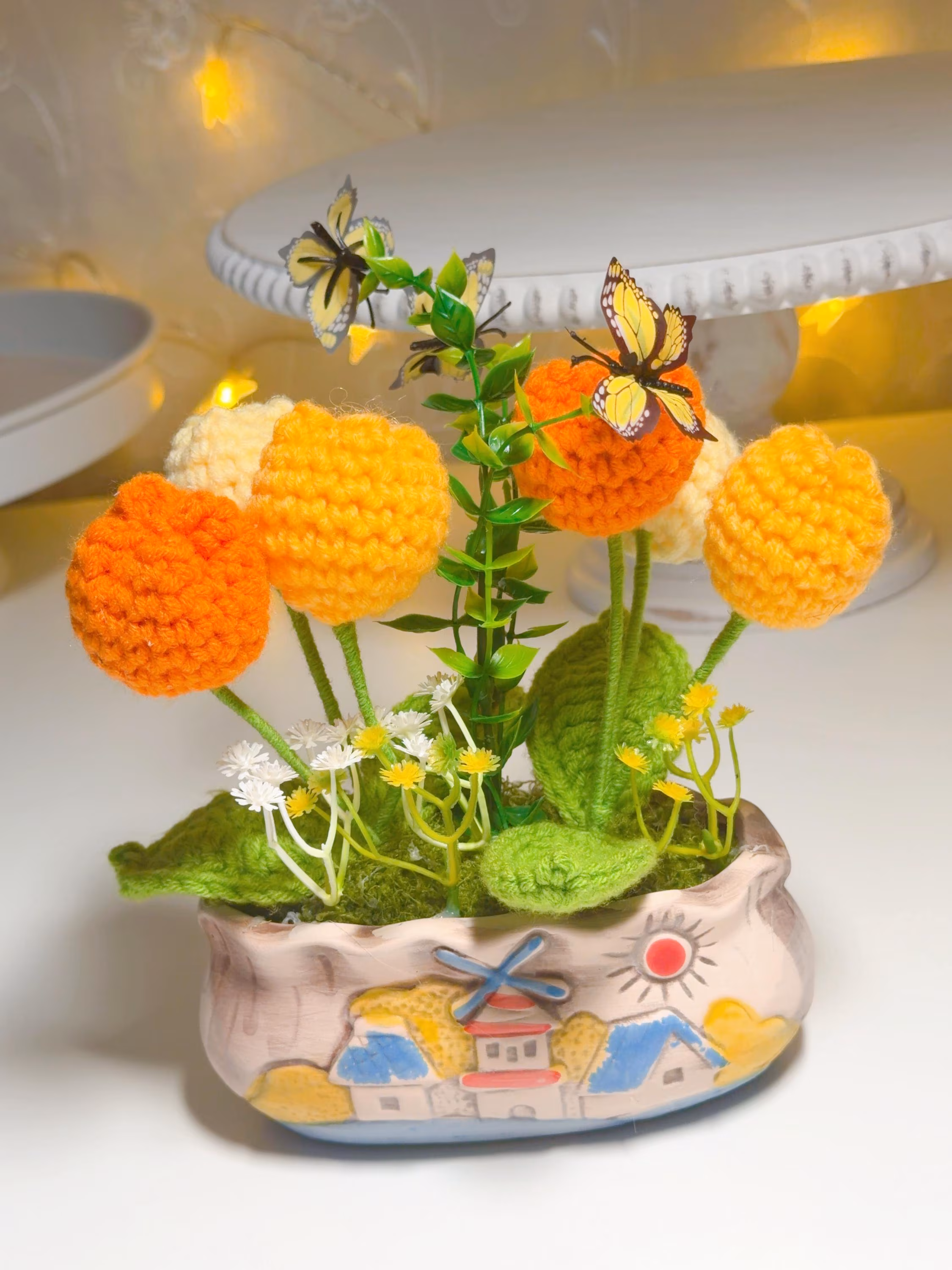 Orange & Yellow Crochet Tulip Arrangement, product photo 8
