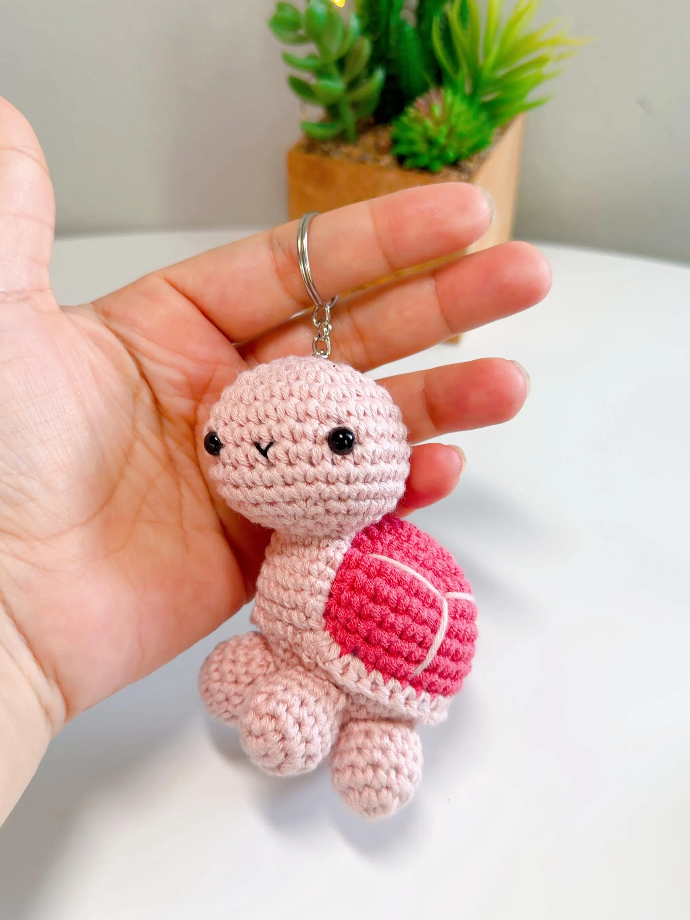 Handmade Crochet Turtle Keychain, product photo 4