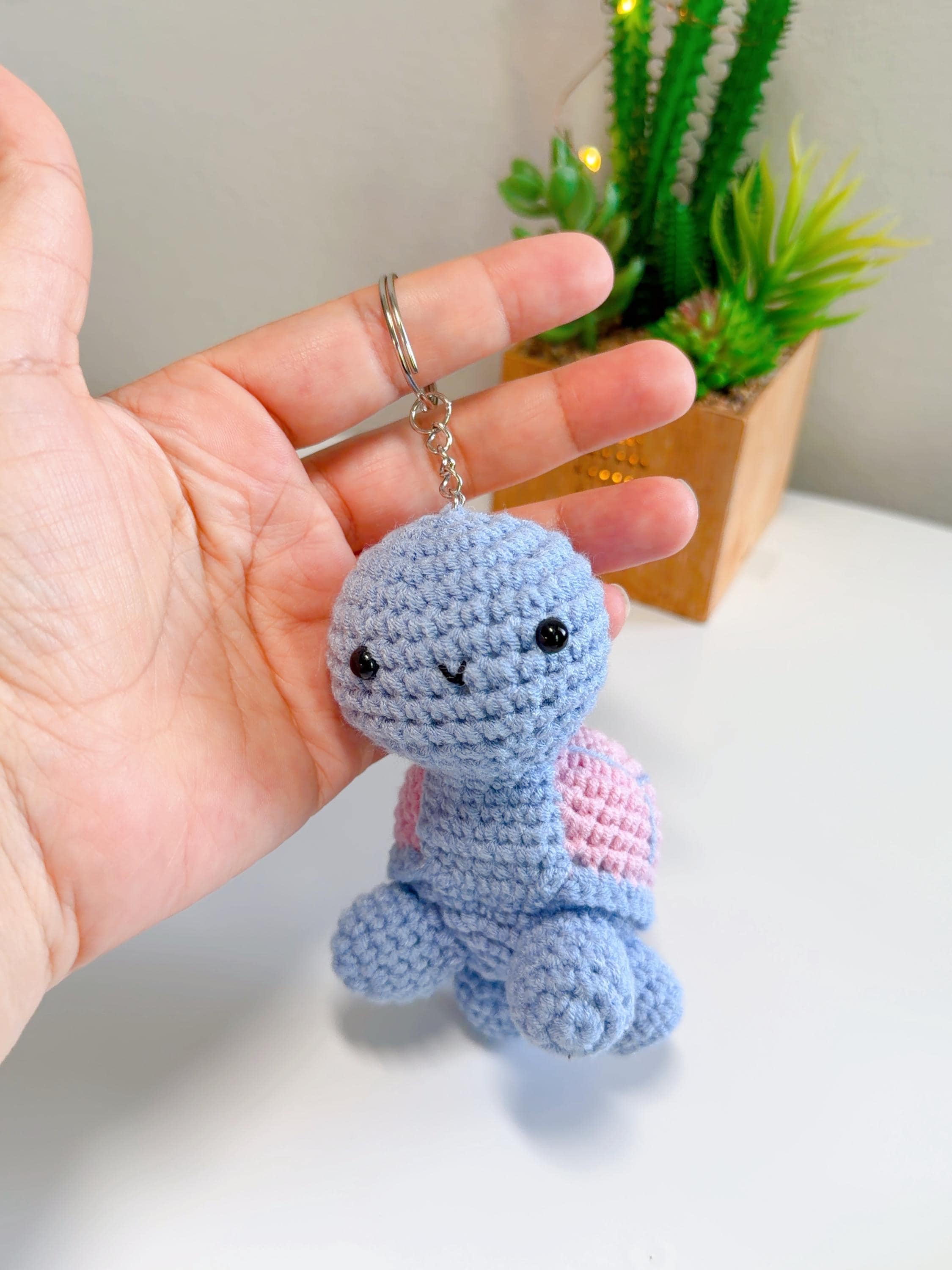 Handmade Crochet Turtle Keychain, product photo 5