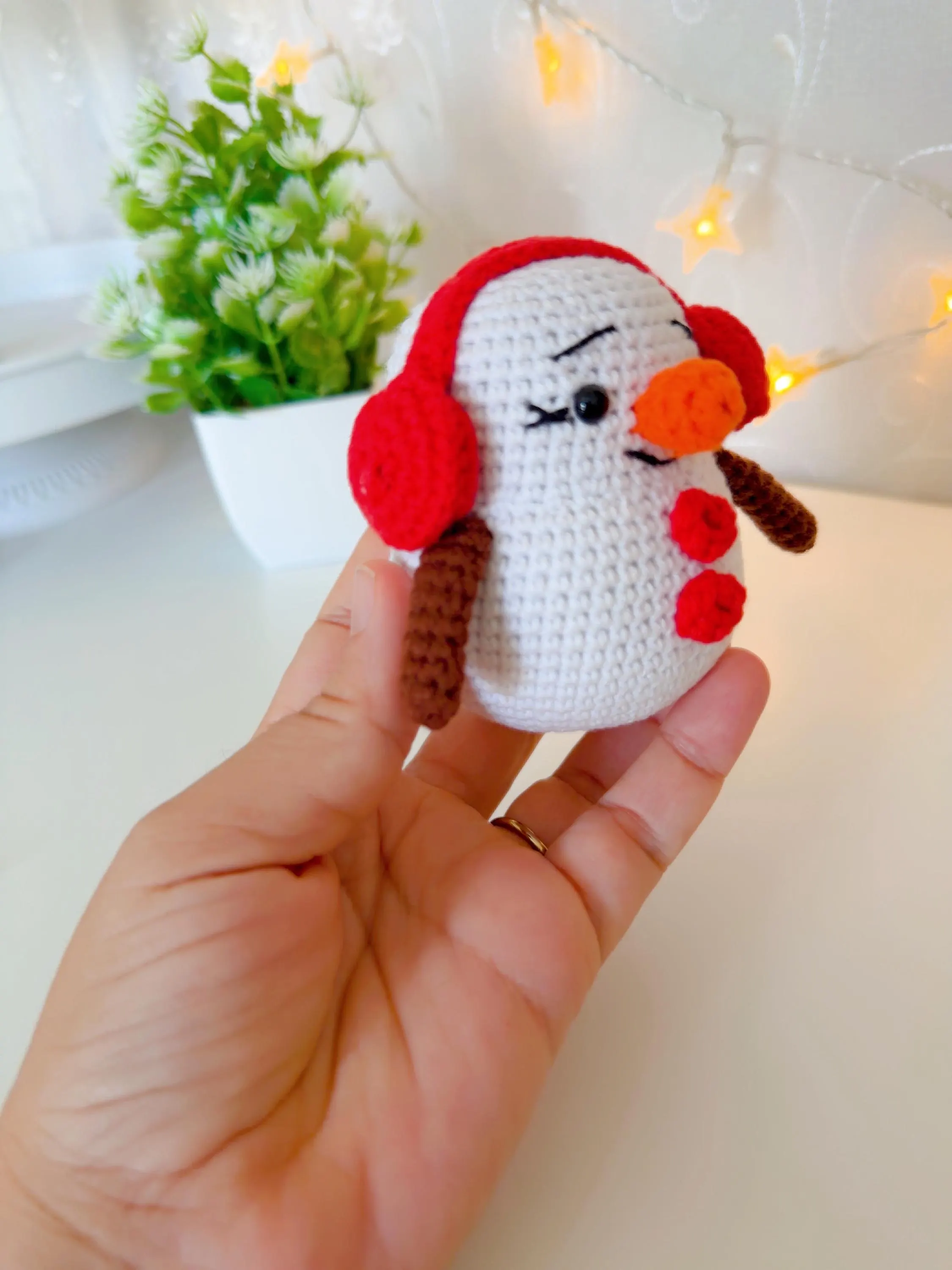 Handmade Crochet Snowman Christmas Tree Ornament, product photo 4