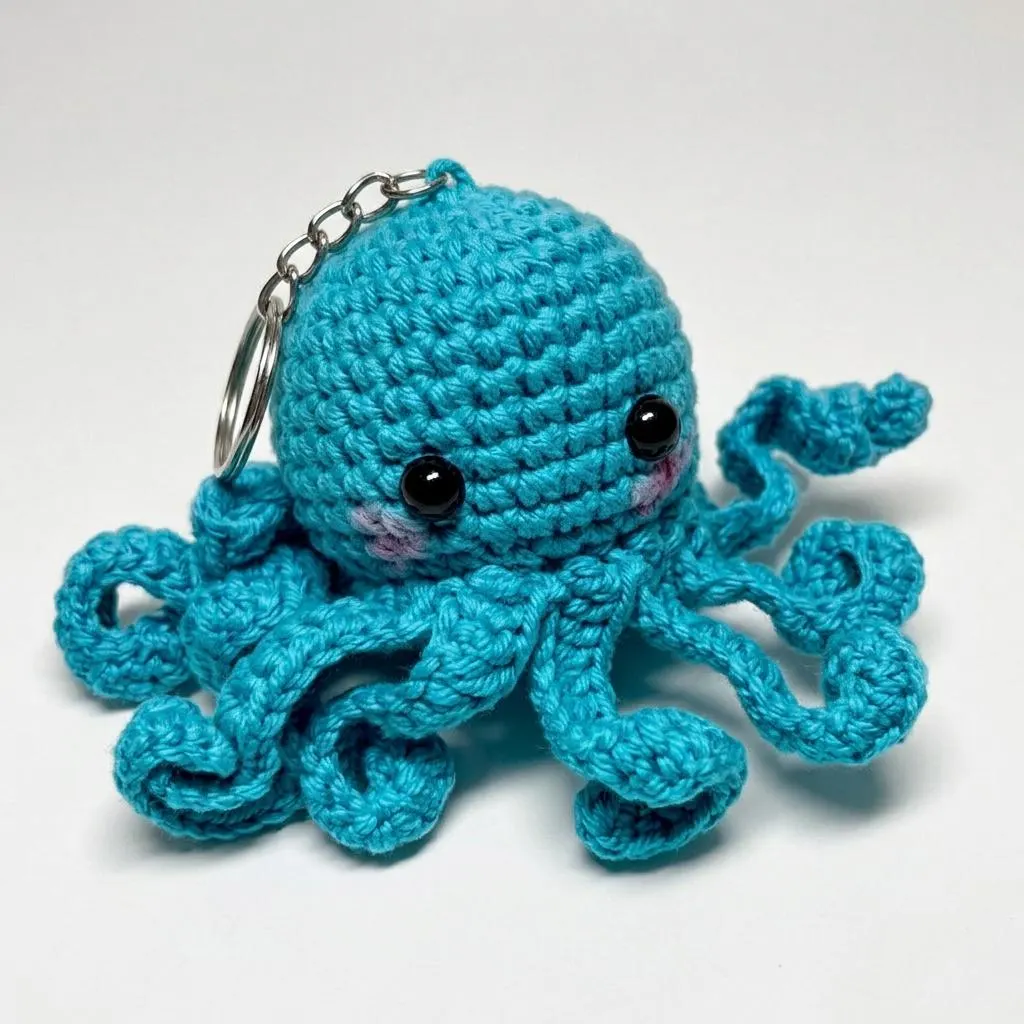 Mini Crochet Octopus Keychain, product photo 1