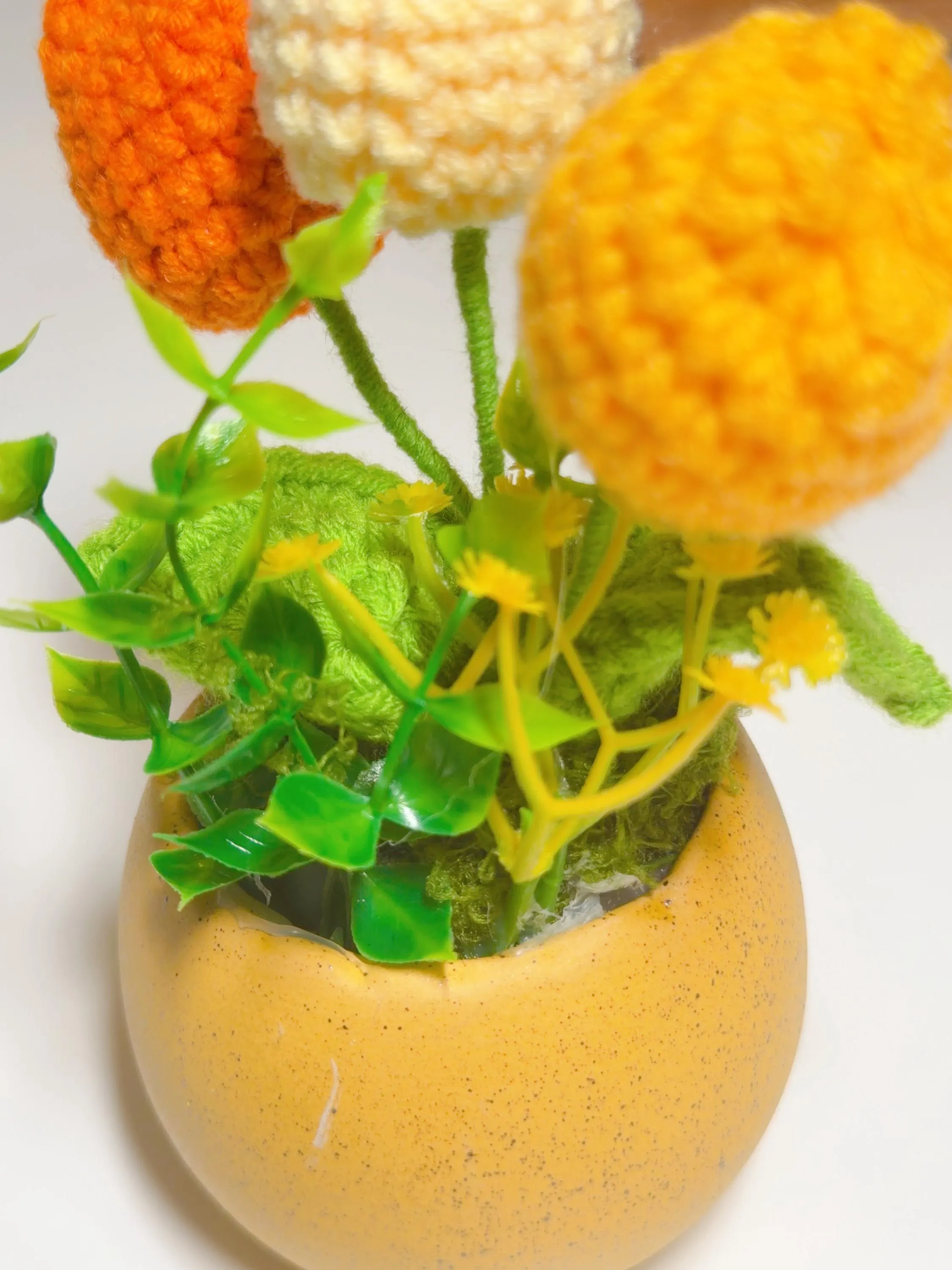 Orange, Yellow & Cream Crochet Tulip Arrangement, product photo 13