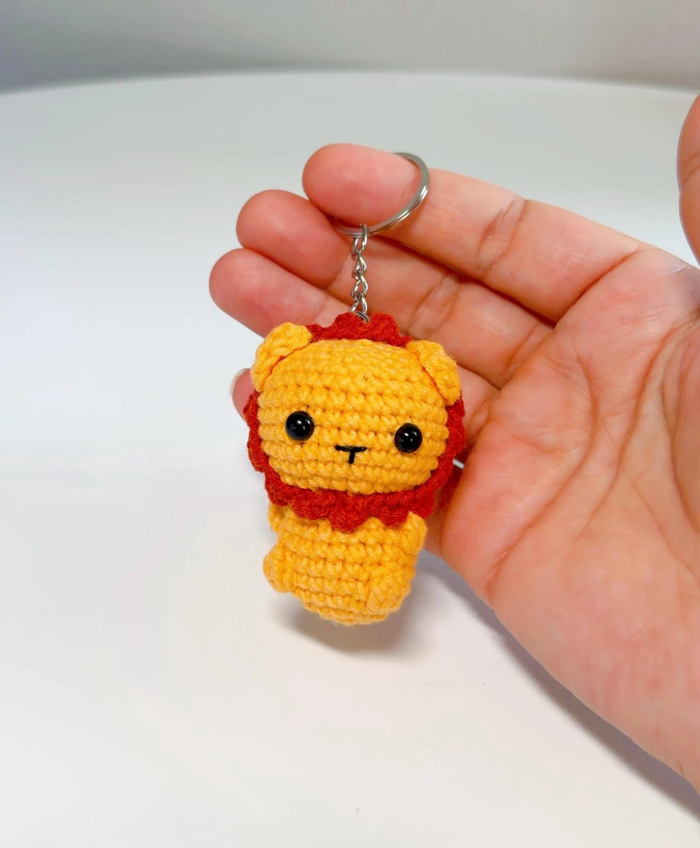 Handmade Crochet Lion Keychain, product photo 1
