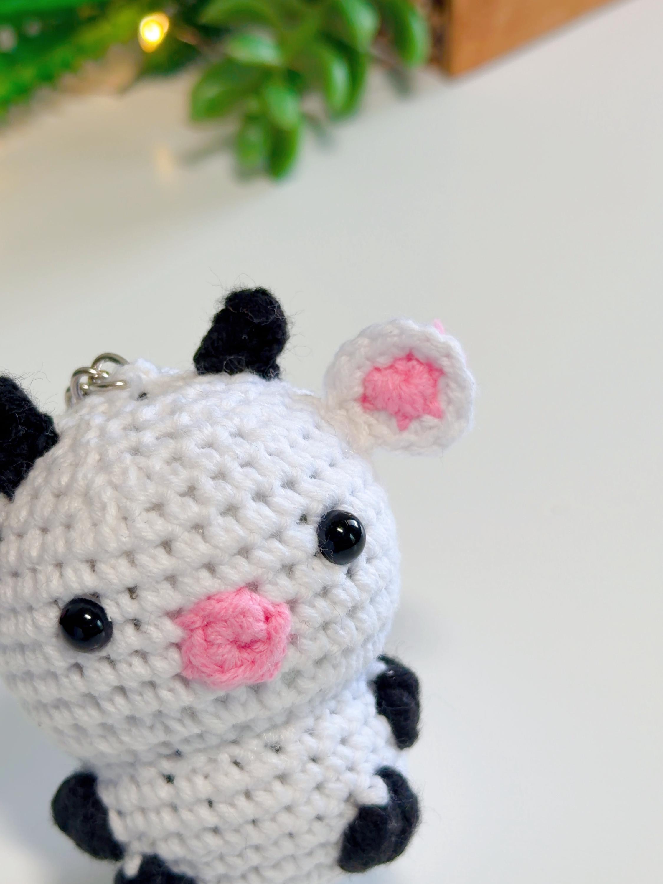 Mini Crochet Cow Keychain, product photo 11