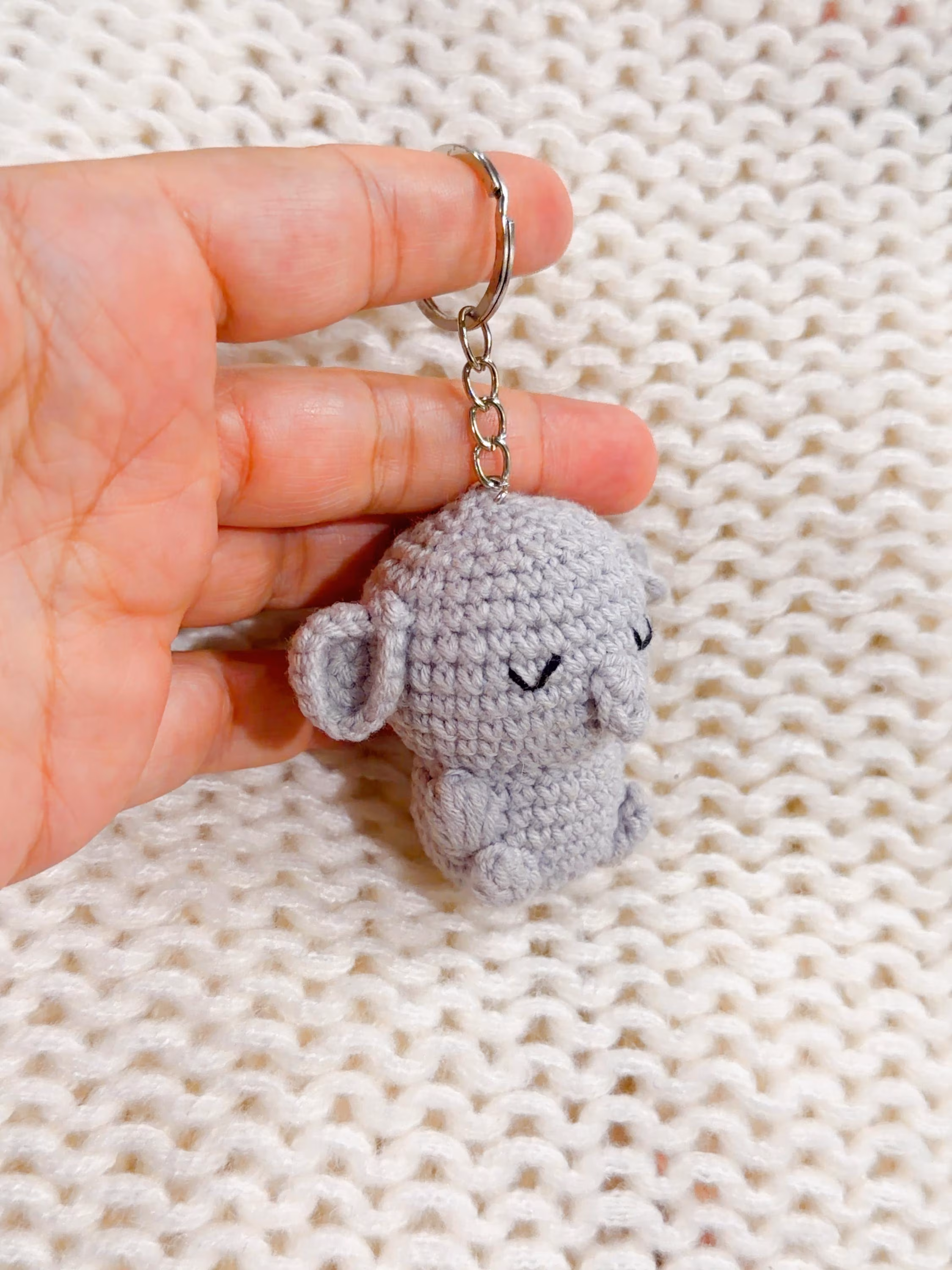 Handmade Crochet Elephant Keychain, product photo 10