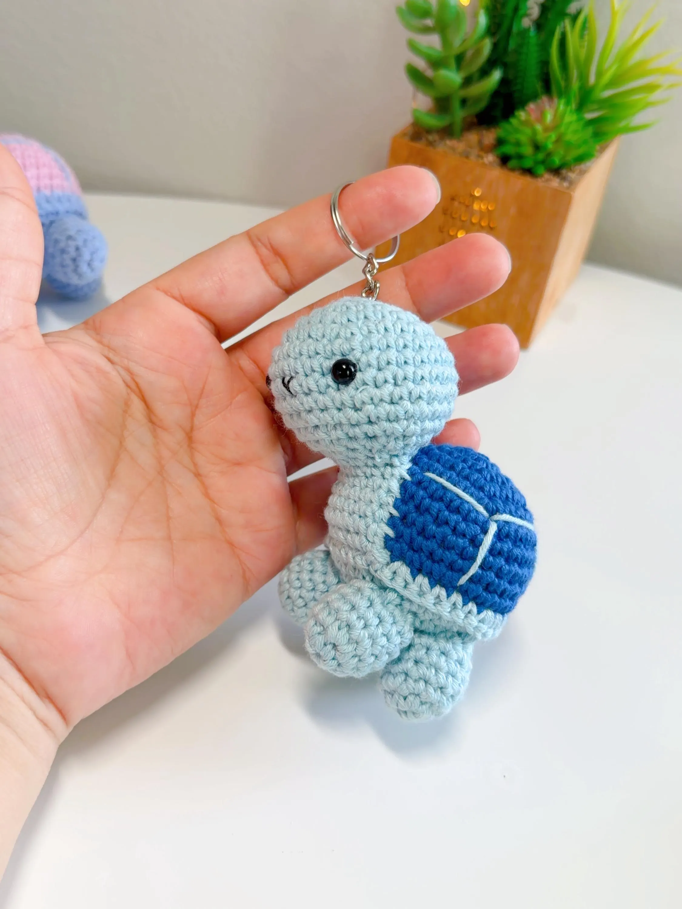 Handmade Crochet Turtle Keychain, product photo 12