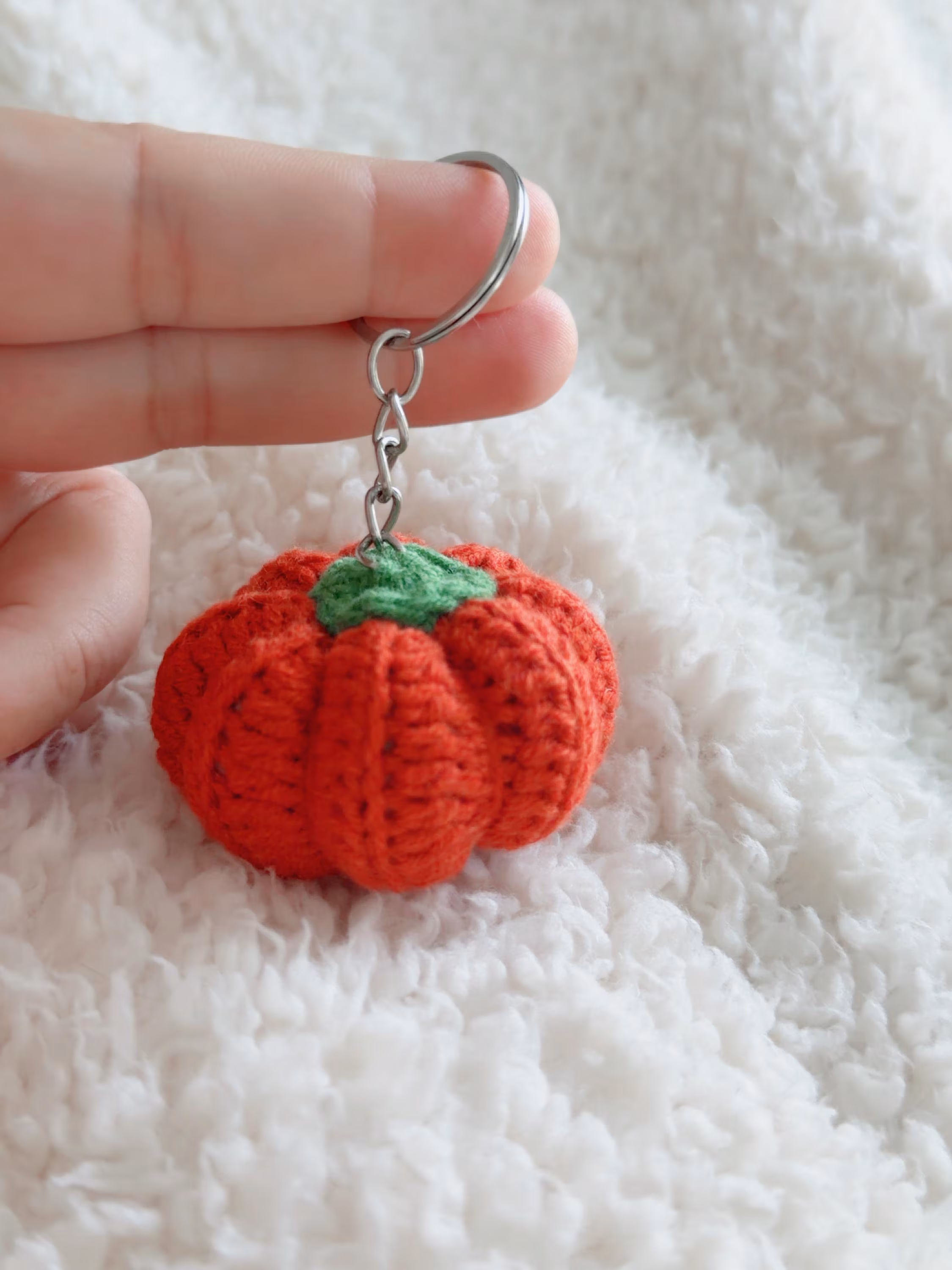 Handmade Crochet Pumpkin Keychain, product photo 14