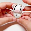 Black & White Crochet Cow Keychain, product photo 2