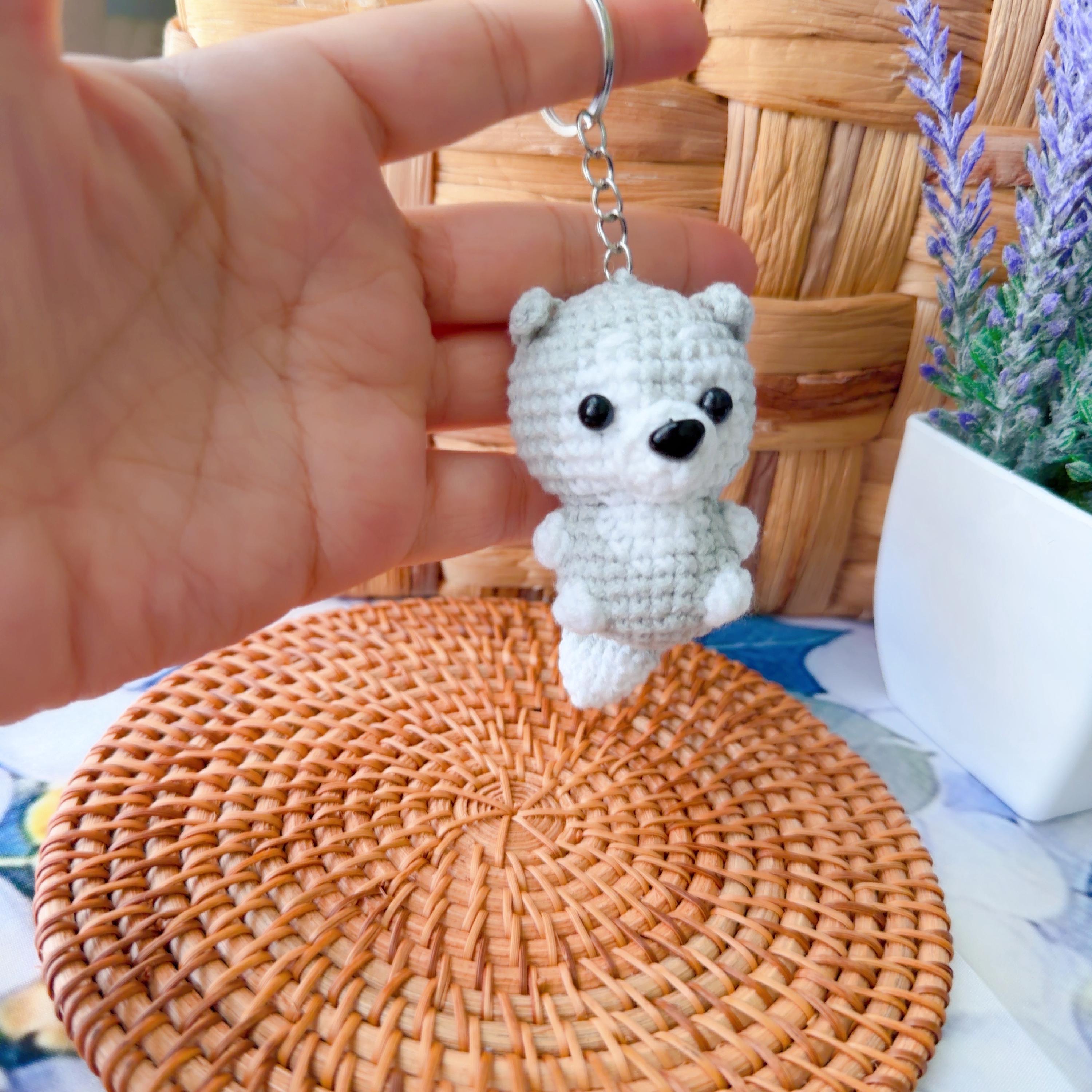 Handmade Amigurumi Crochet Dog Puppy Keychain, product photo 14