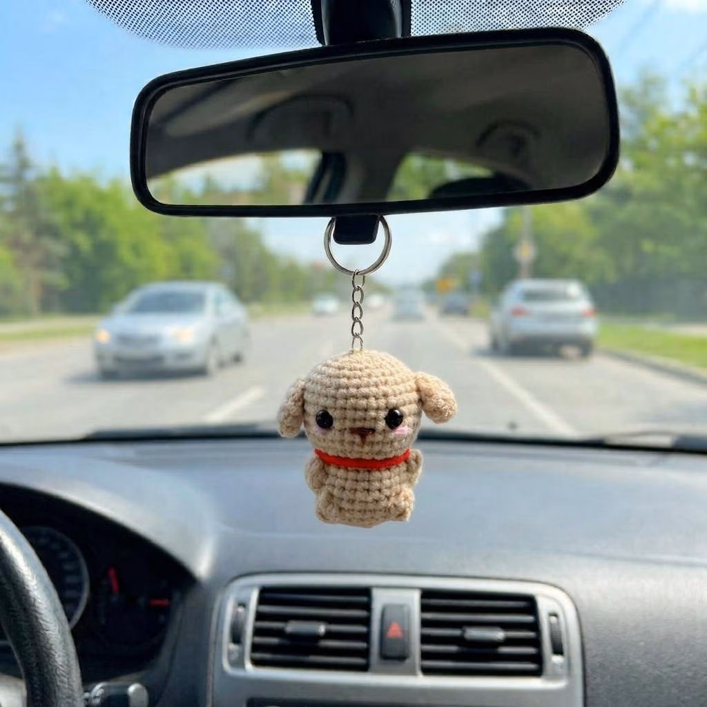 Crochet Dog Keychain, product photo 1
