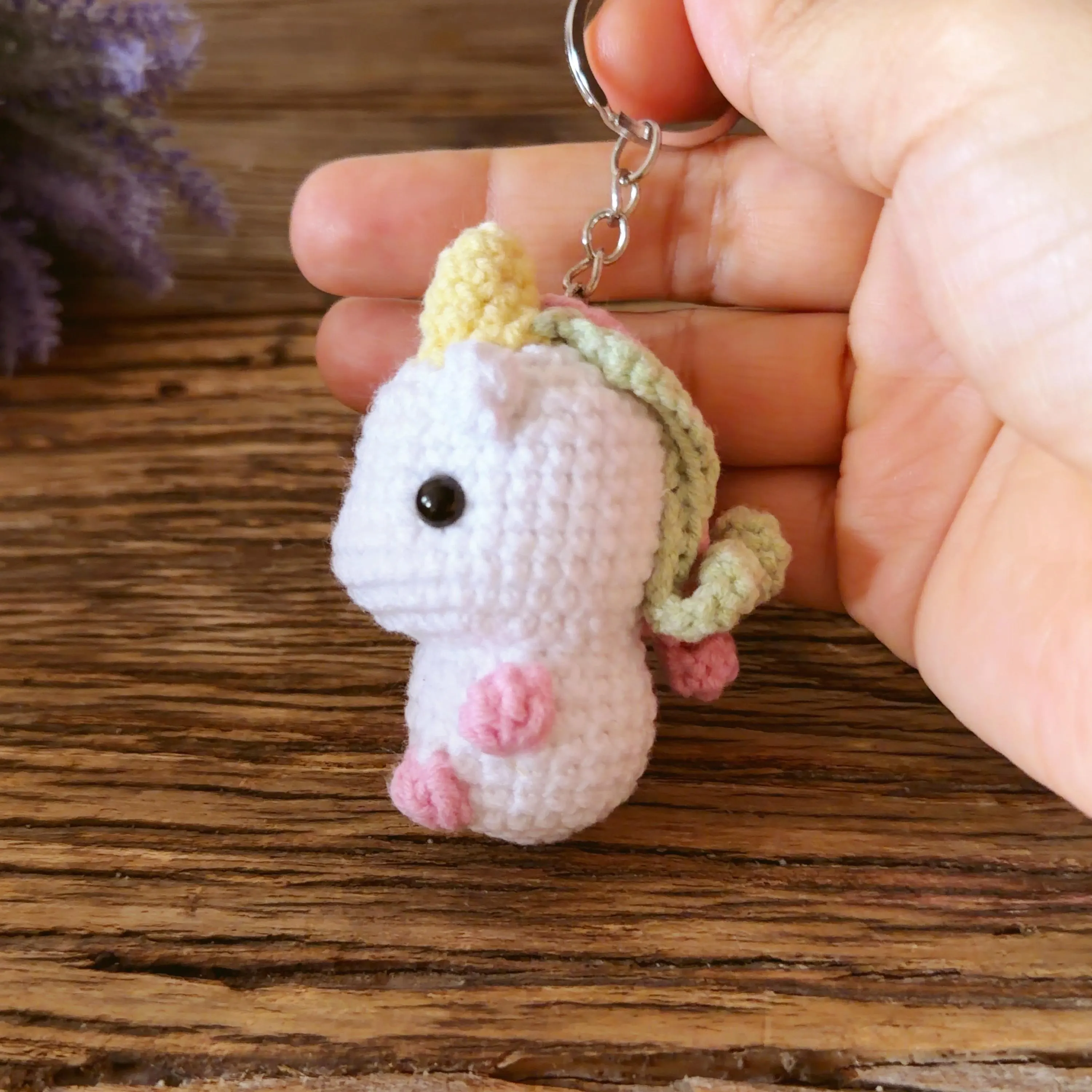 Crochet Unicorn Keychain, product photo 3