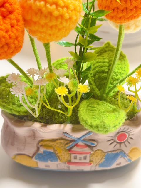 Orange & Yellow Crochet Tulip Arrangement, product photo 13