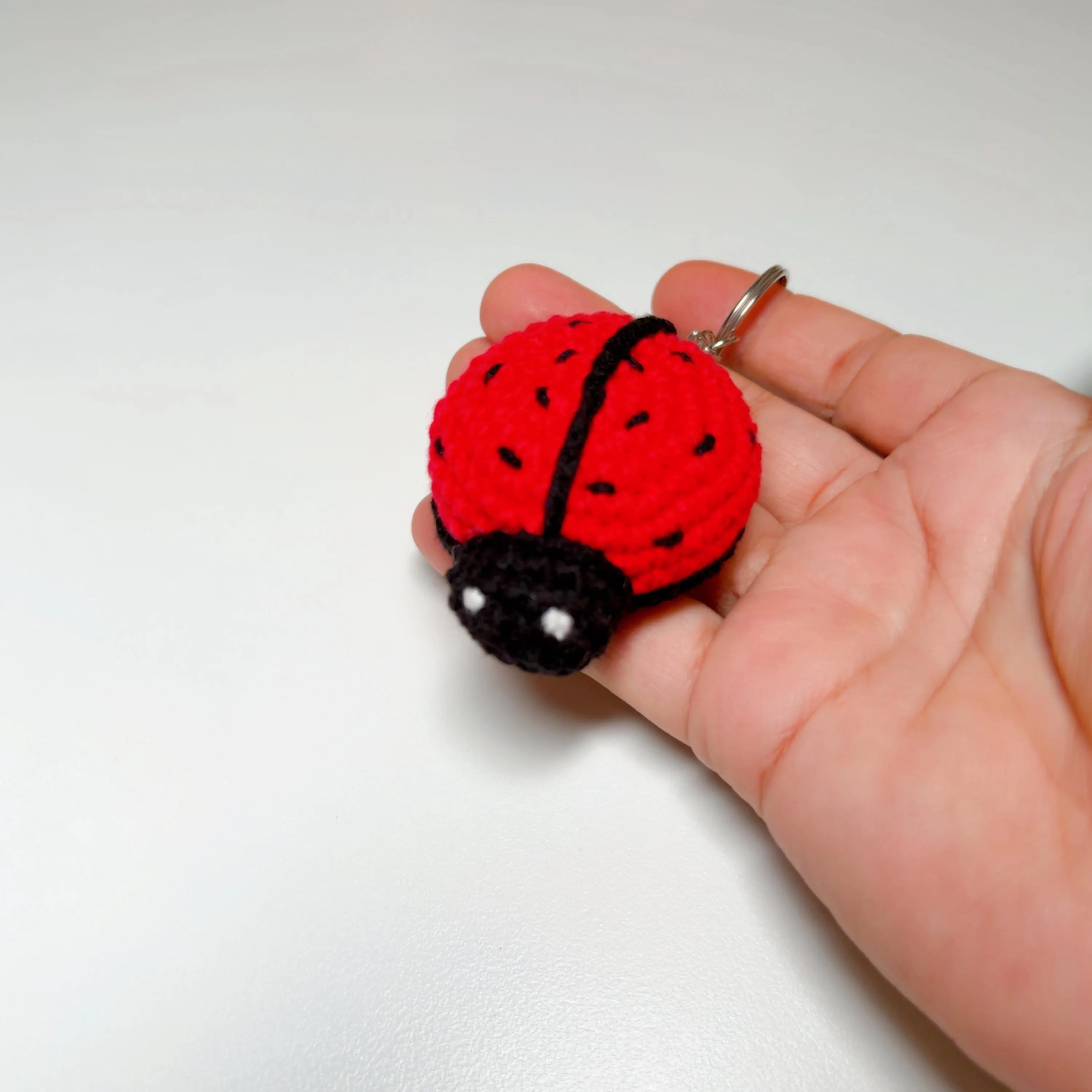 Handmade Crochet Ladybug Keychain, product photo 3