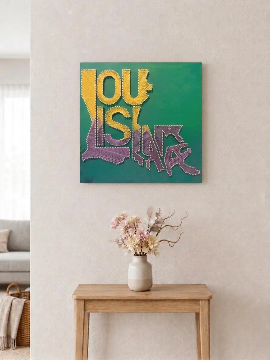 Handmade Louisiana String Art | Mardi Gras State, product photo 1