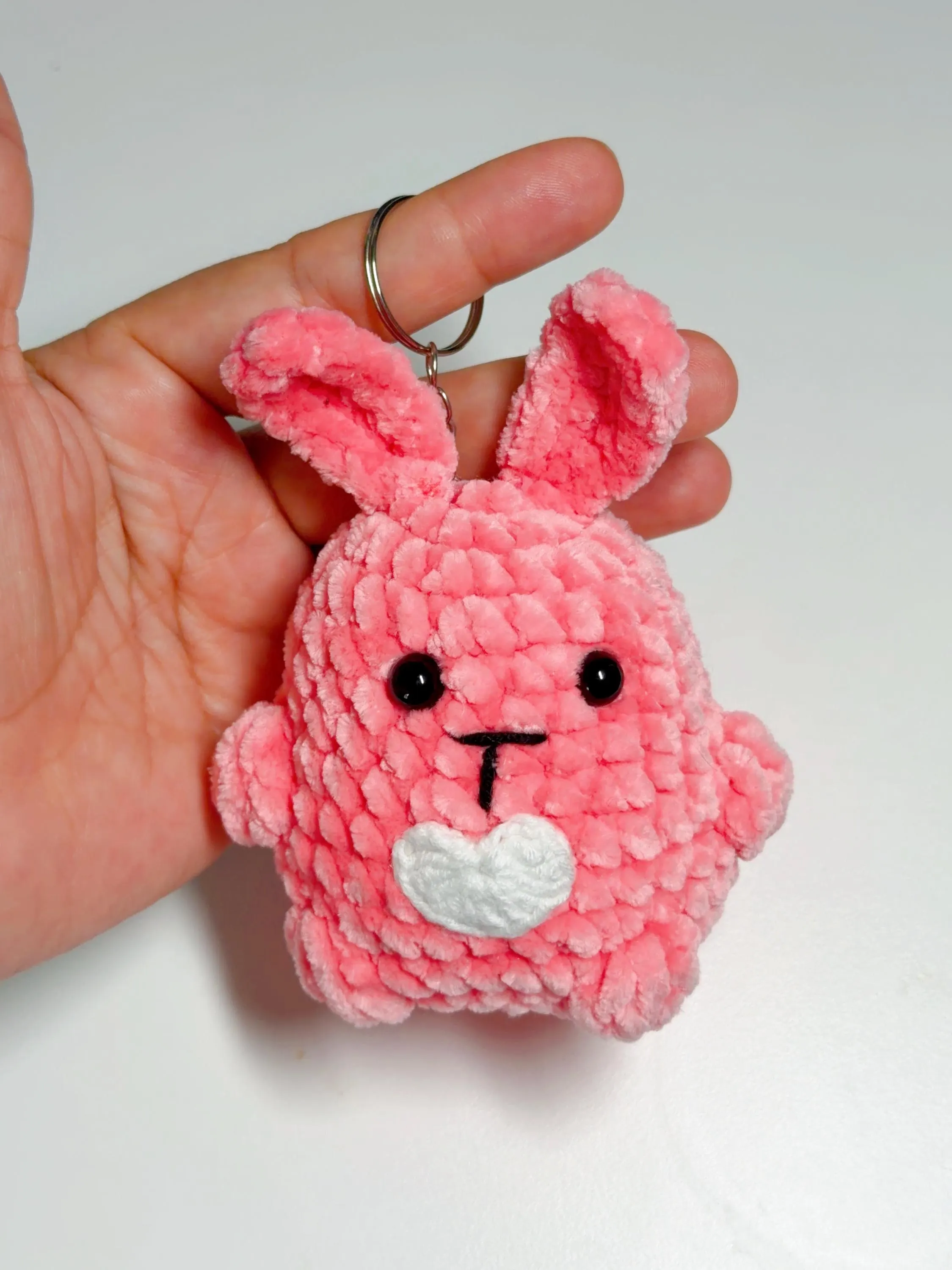 Crochet Strawberry Bunny Plush Keychain, product photo 21