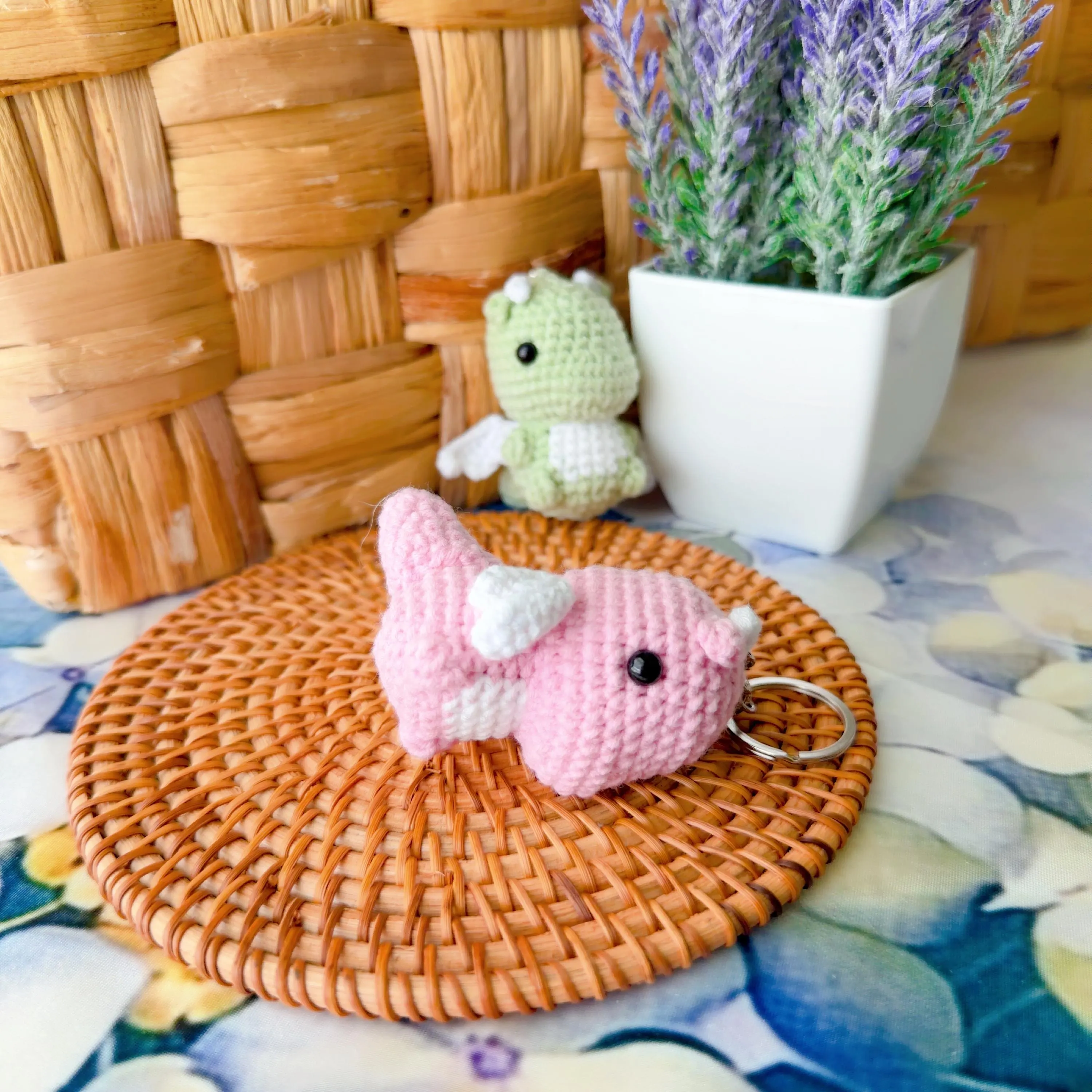 Cute Crochet Dragon Keychain, product photo 8