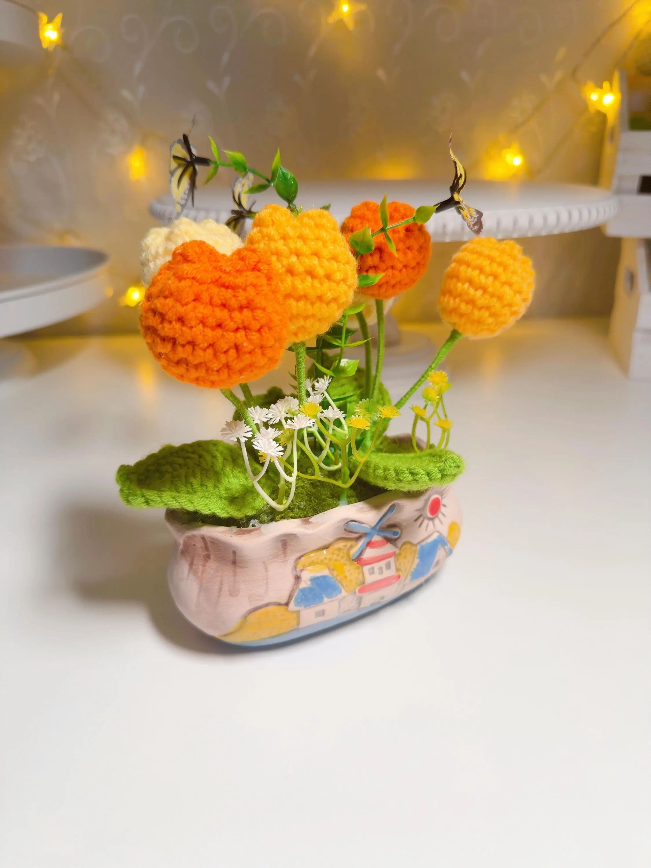 Orange & Yellow Crochet Tulip Arrangement, product photo 18