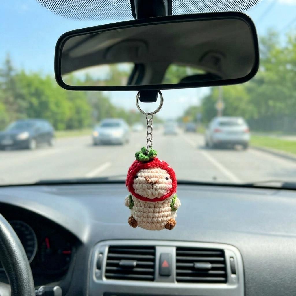 Costume Capybara Crochet Keychain, product photo 4