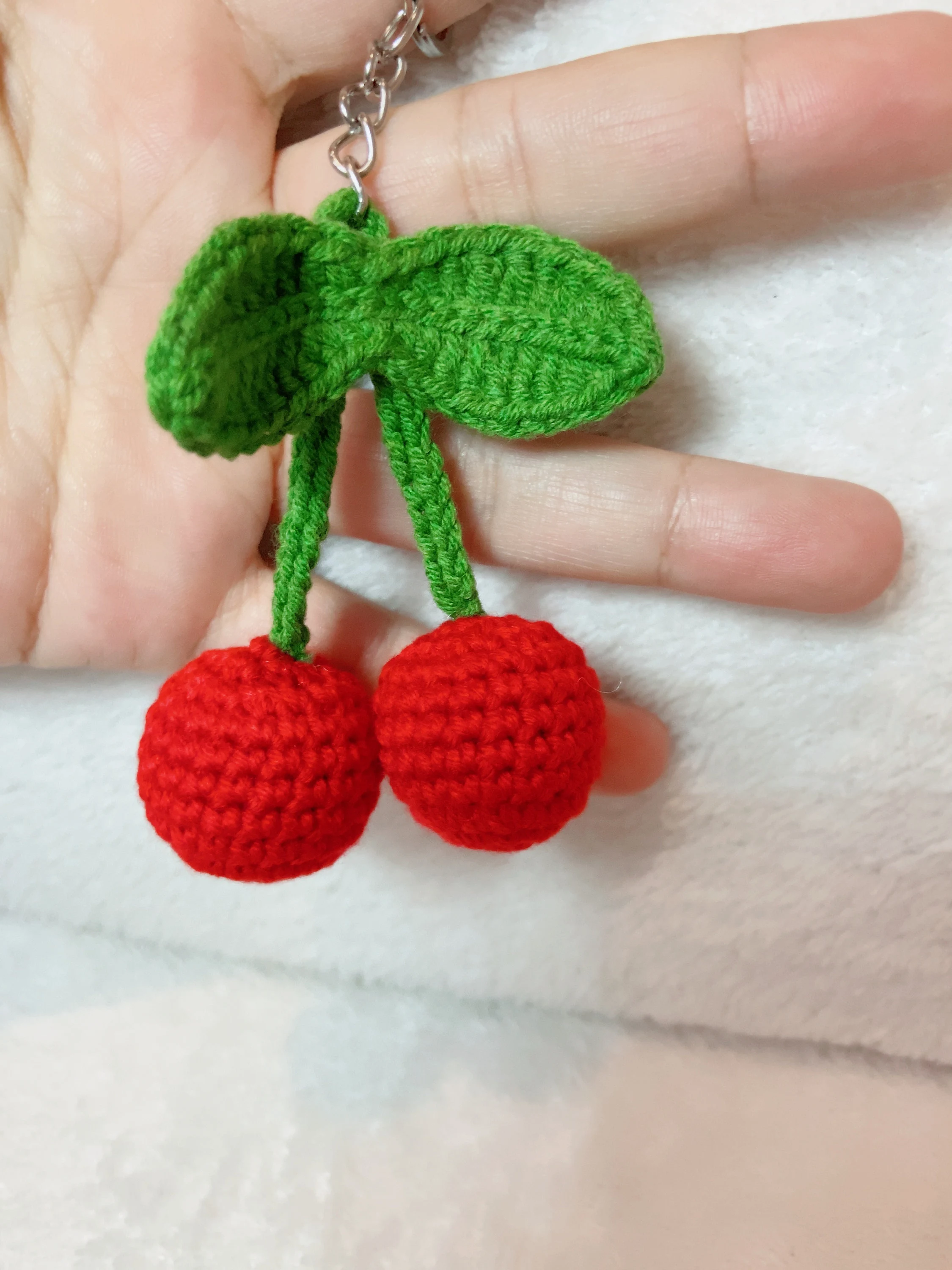 Handmade Crochet Cherry Keychain, product photo 11