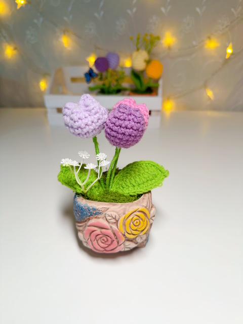 Crochet Tulips in a Ceramic Planter, product photo 5