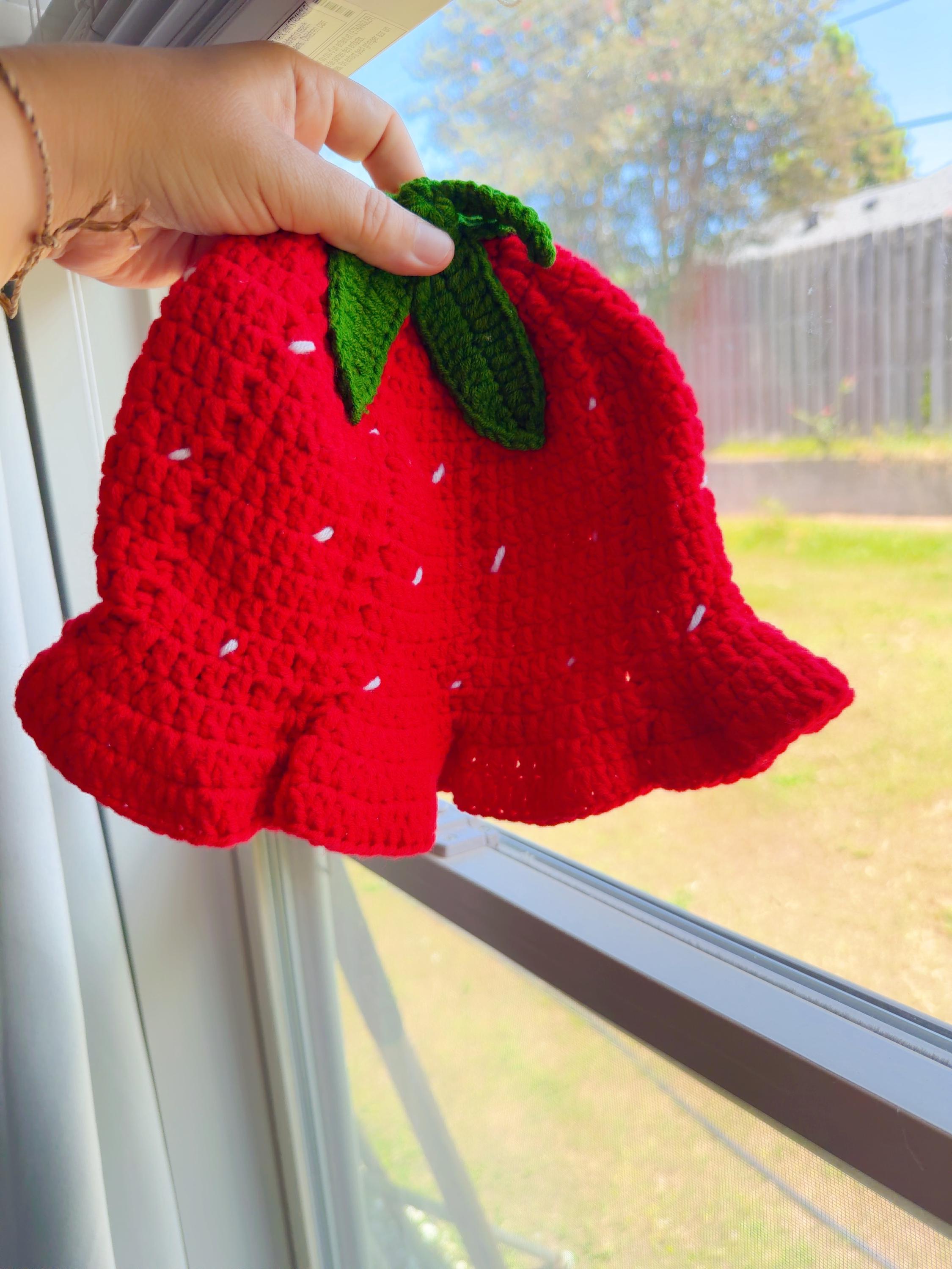 Handmade Crochet Strawberry Bucket Hat, product photo 14