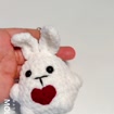 Crochet Strawberry Bunny Plush Keychain, product photo 4