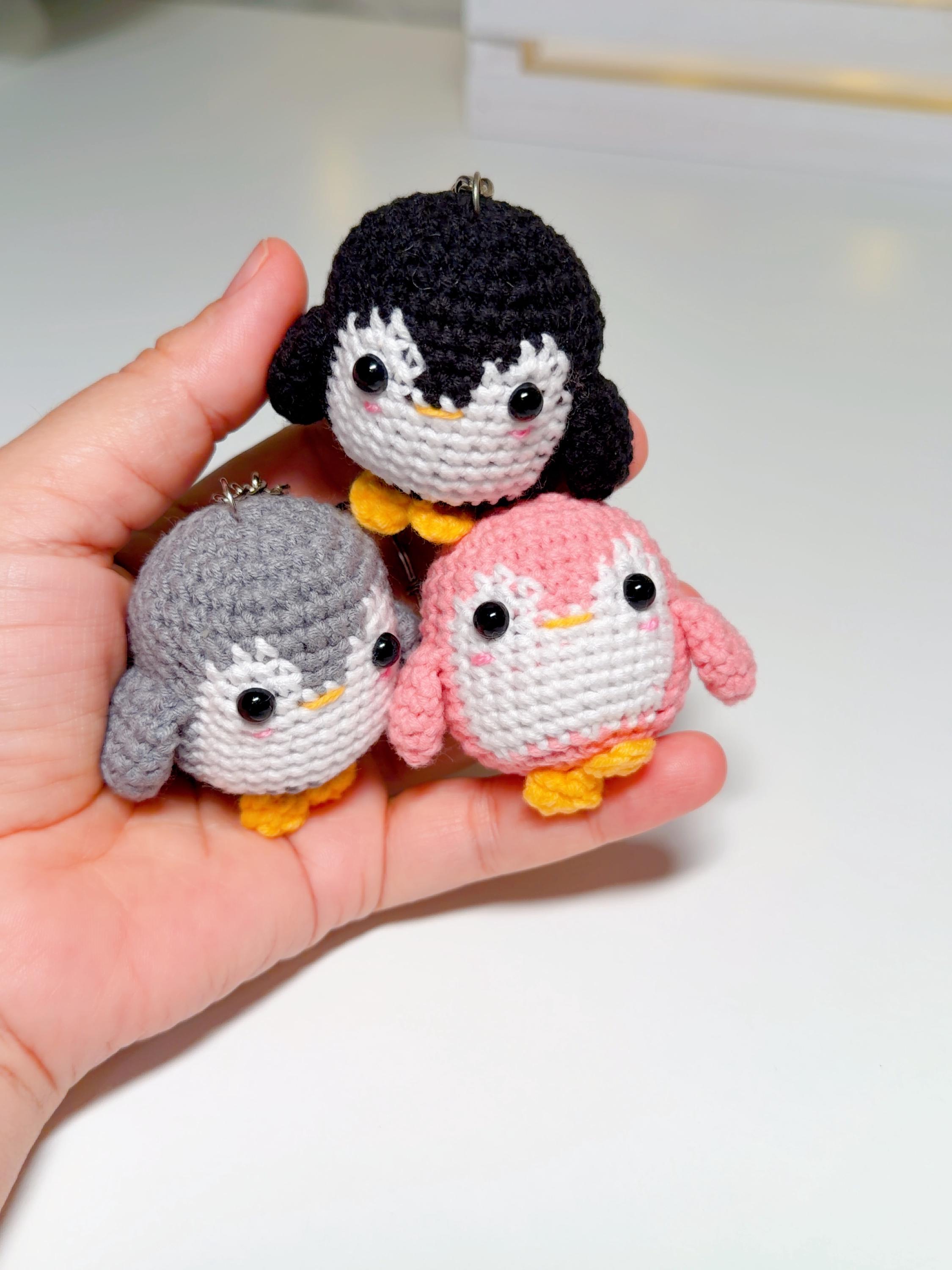 Handmade Crochet Penguin Bag Charm, product photo 8