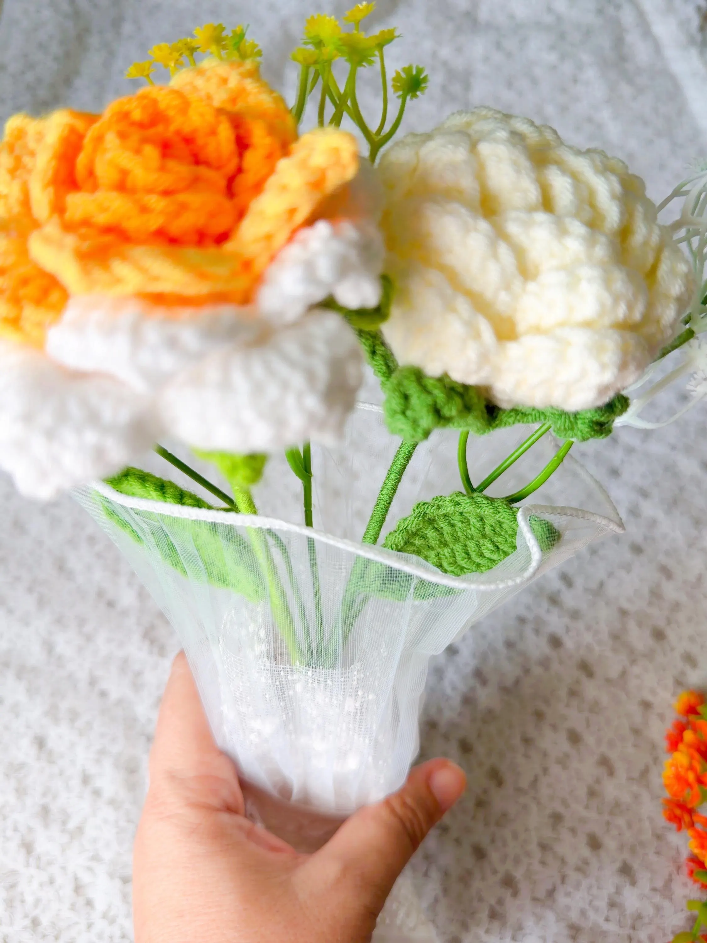 Yellow Crochet Rose Bouquet, product photo 11