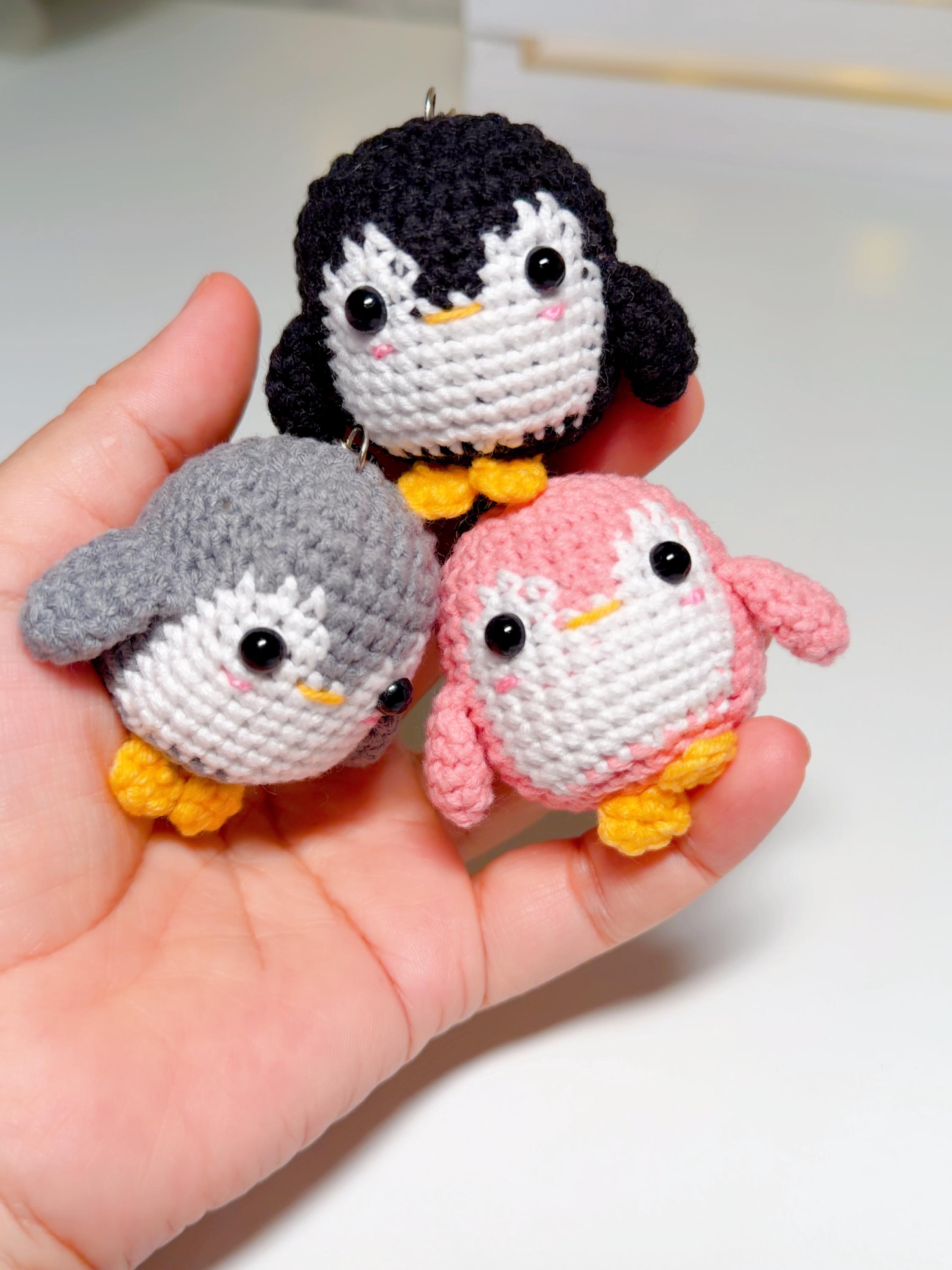 Handmade Crochet Penguin Bag Charm, product photo 5