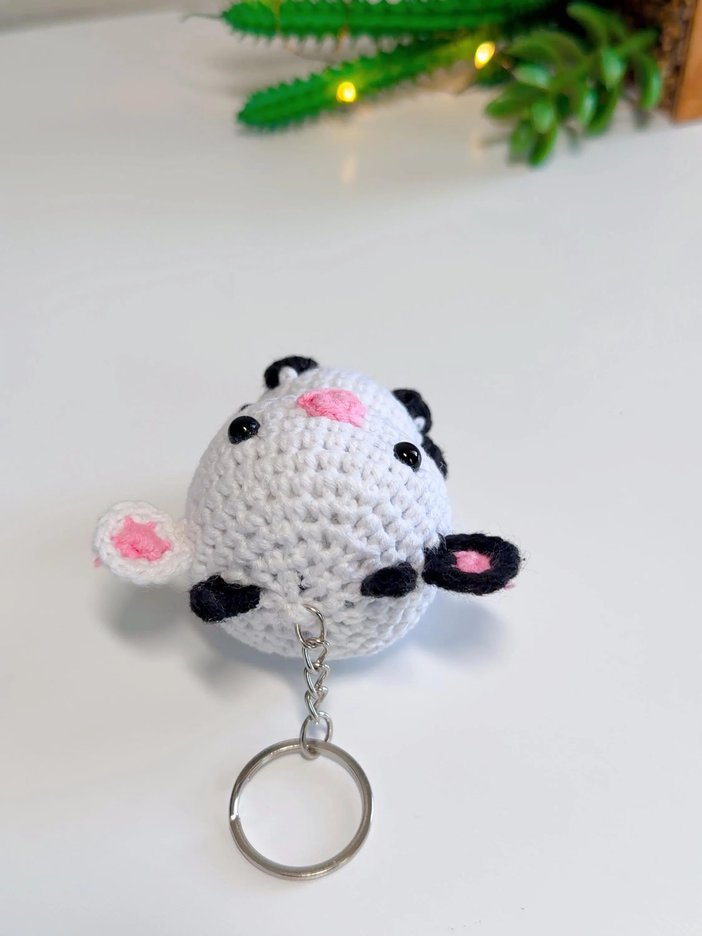 Mini Crochet Cow Keychain, product photo 14