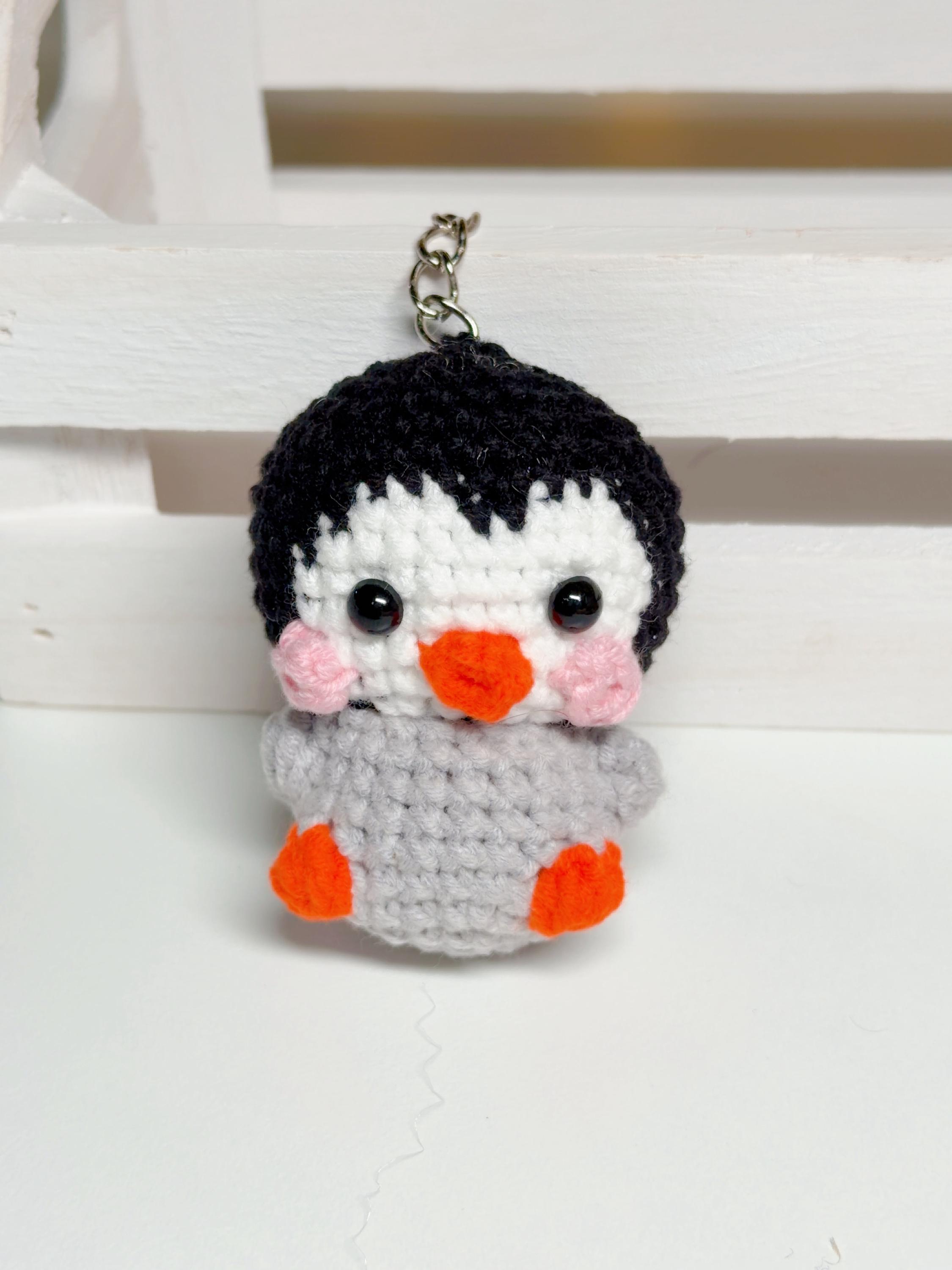 Handmade Crochet Penguin Keychain, product photo 8