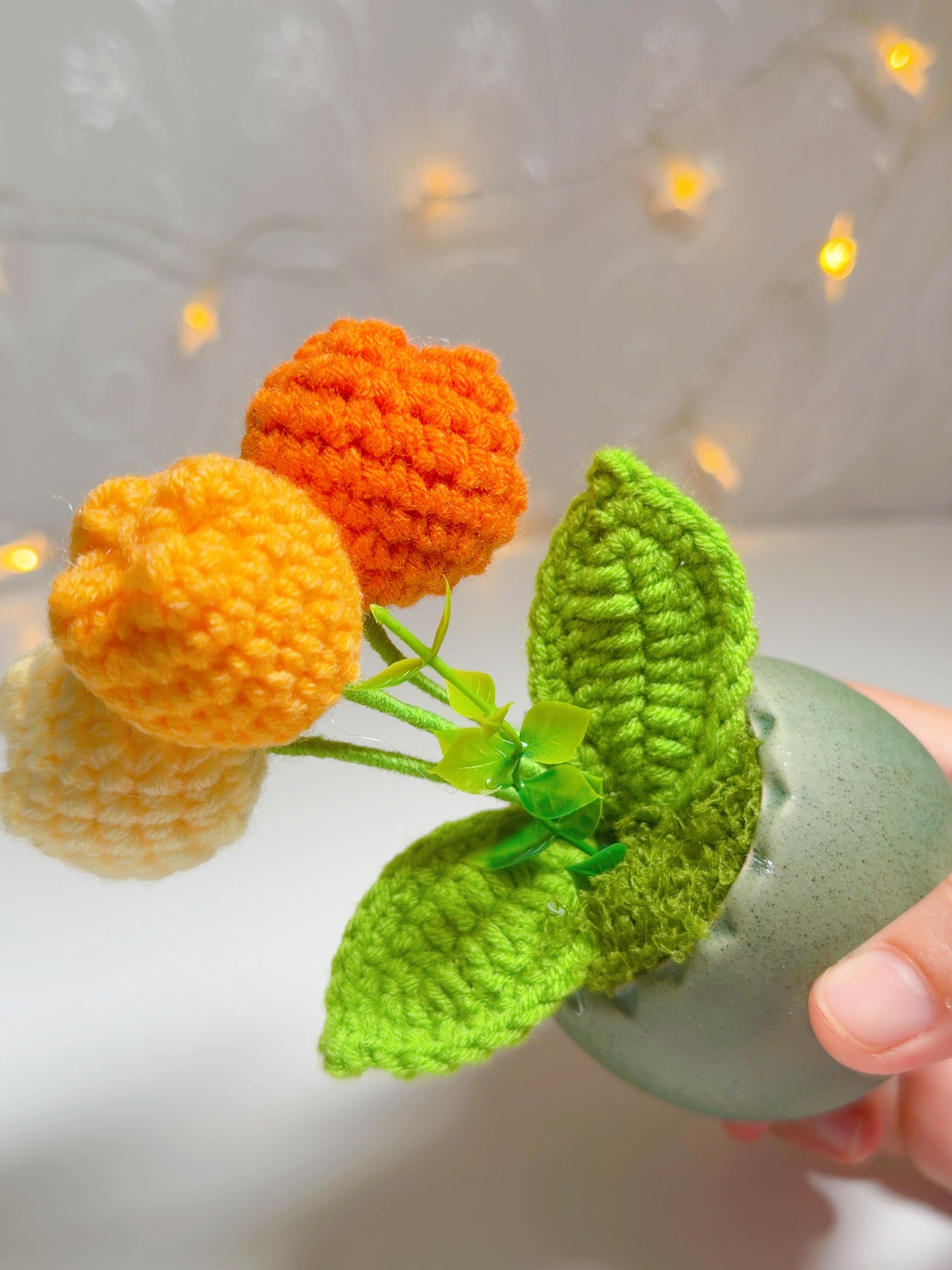 Orange & Cream Crochet Tulip Arrangement, product photo 11