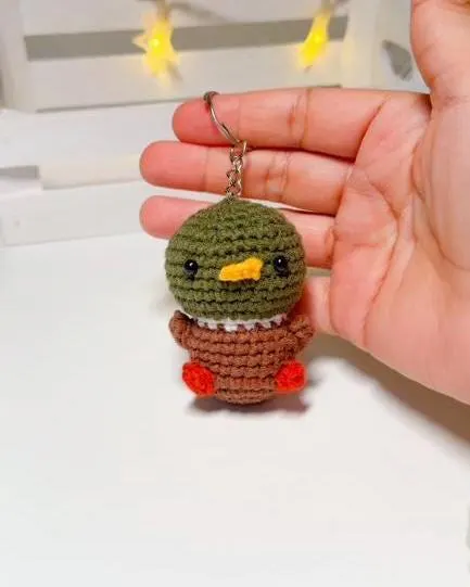 Crochet Mallard Duck Keychain, product photo 3