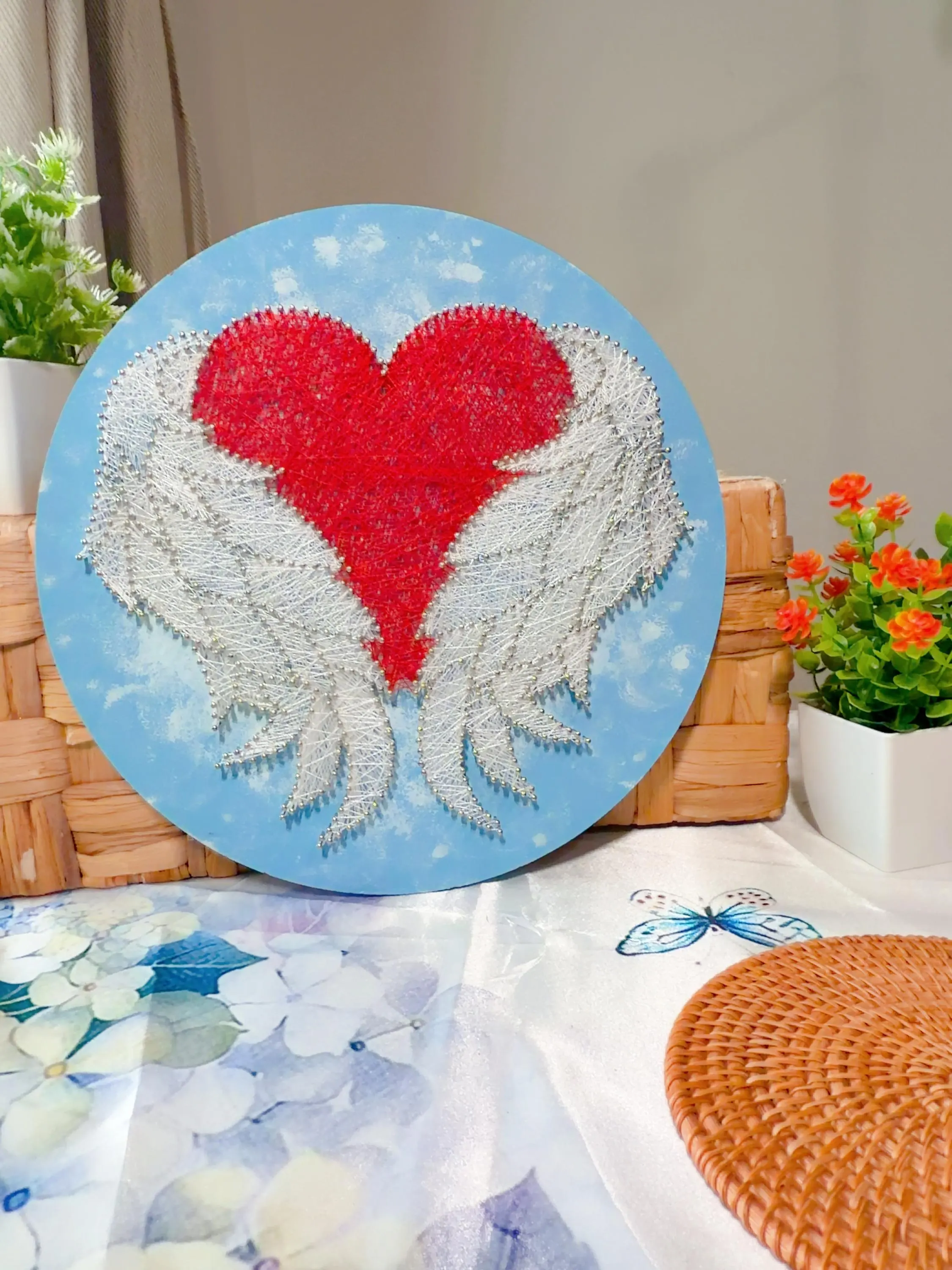Angel Wings Heart String Art Wall Decor, product photo 5