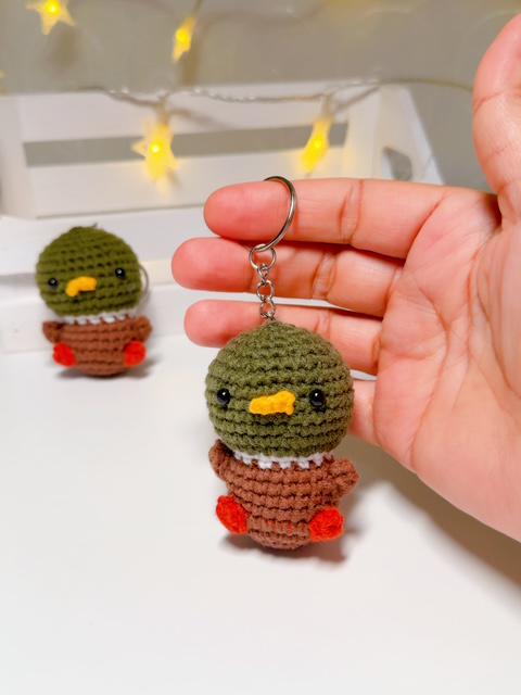 Crochet Mallard Duck Keychain, product photo 5