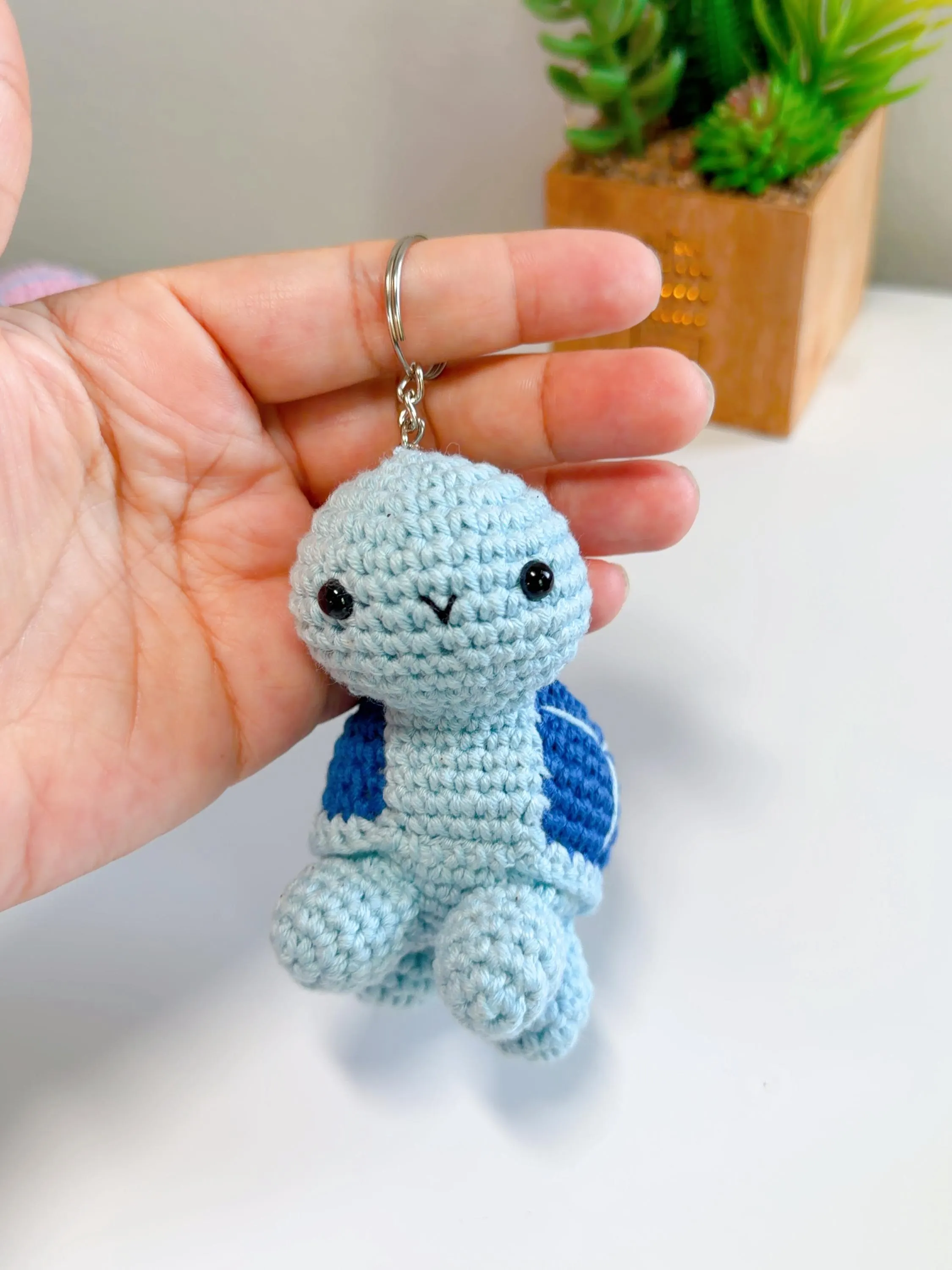 Handmade Crochet Turtle Keychain, product photo 6