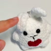 Crochet Strawberry Bunny Plush Keychain, product photo 2