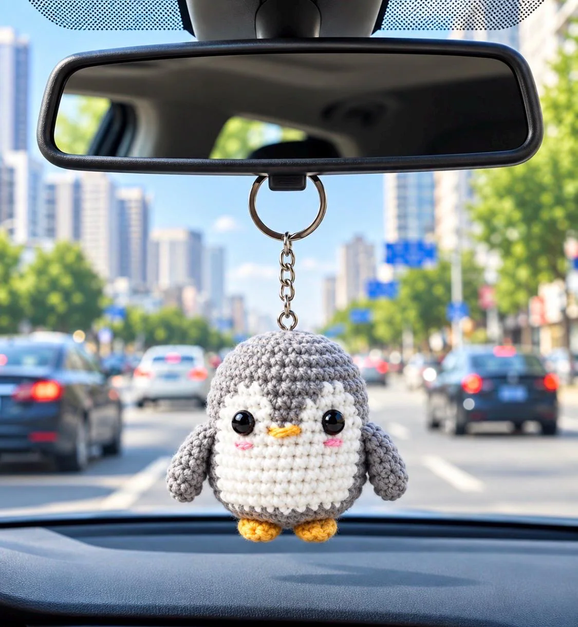 Handmade Crochet Penguin Bag Charm, product photo 3