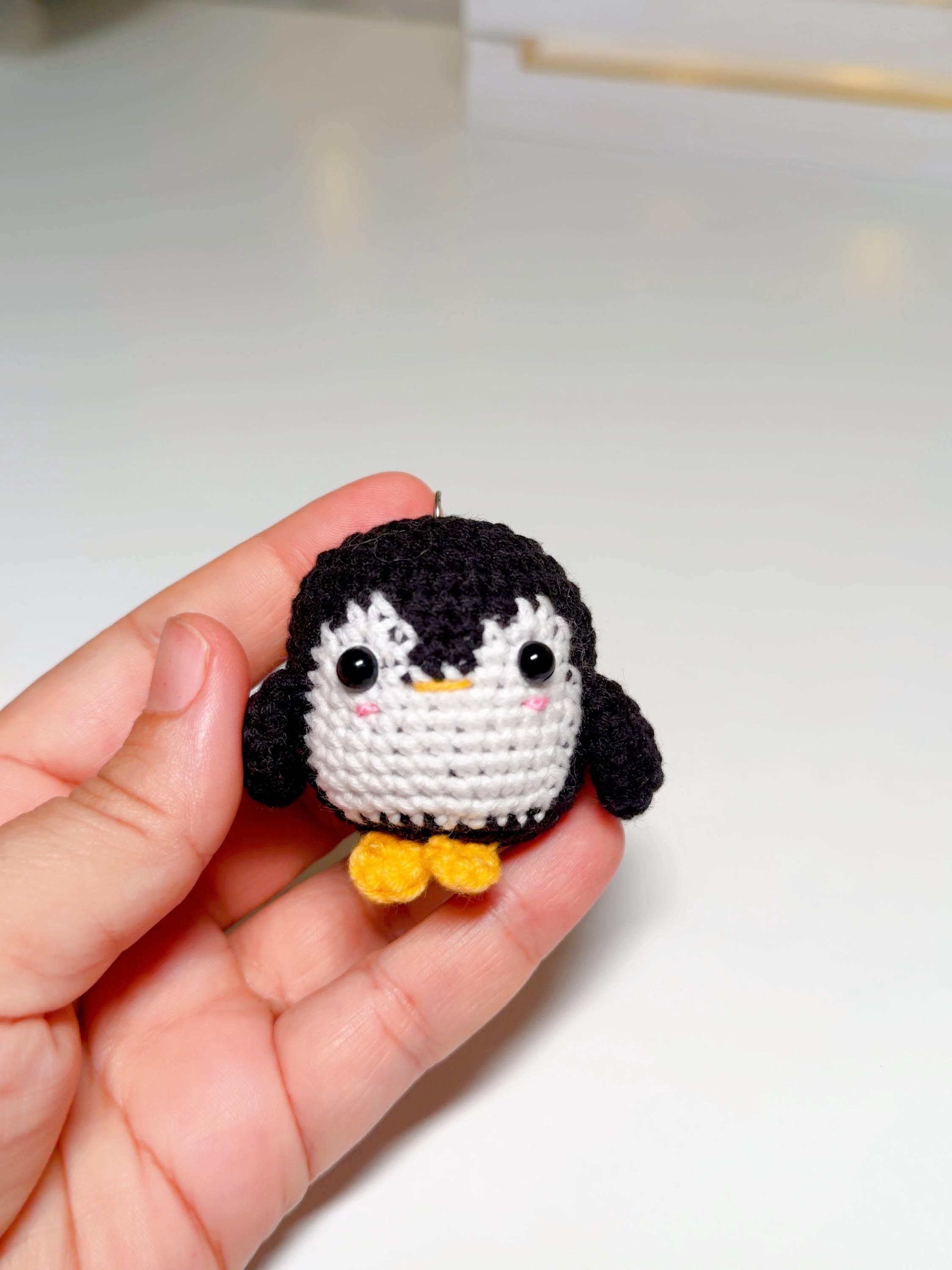 Handmade Crochet Penguin Bag Charm, product photo 6