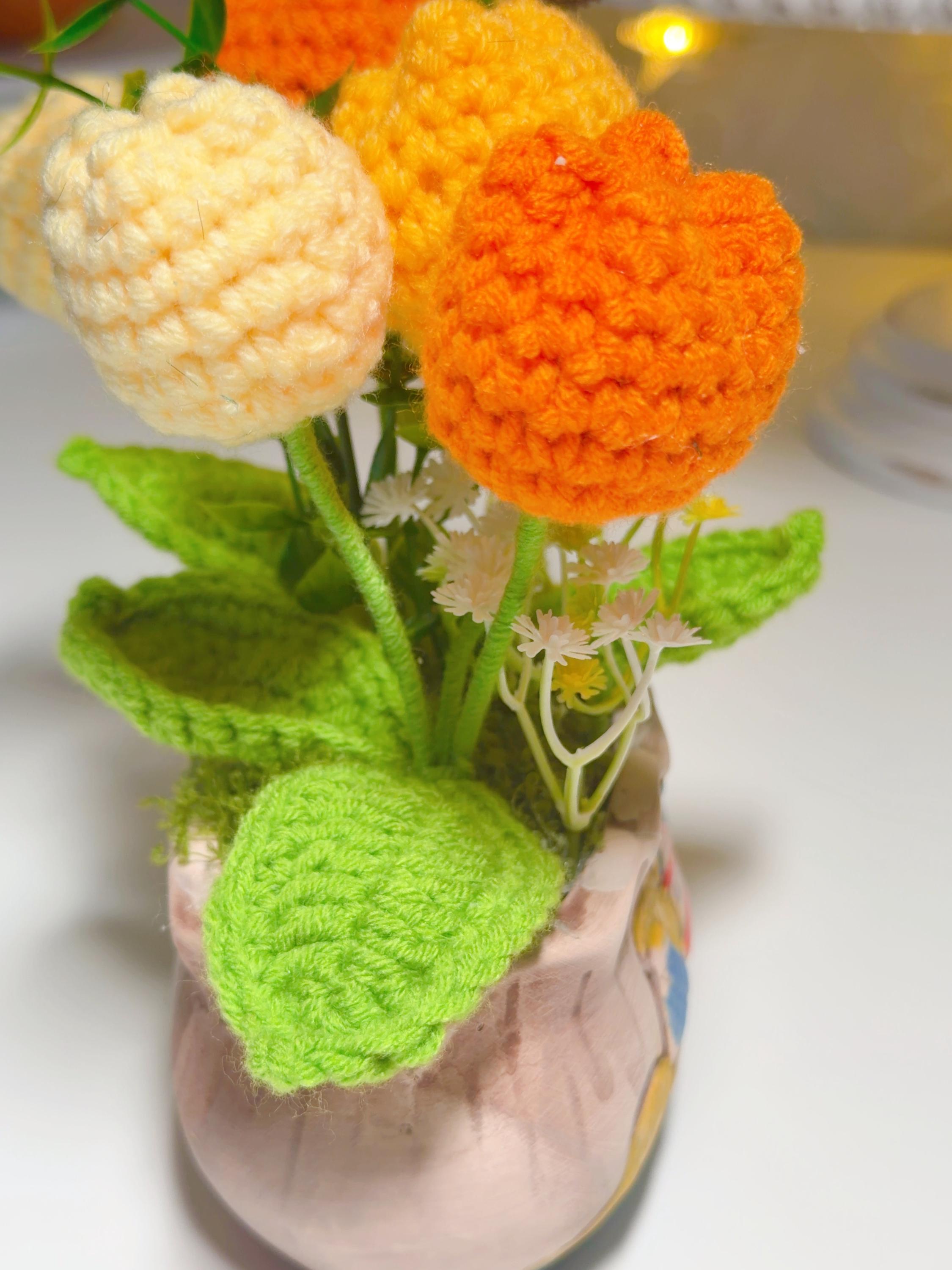 Orange & Yellow Crochet Tulip Arrangement, product photo 15
