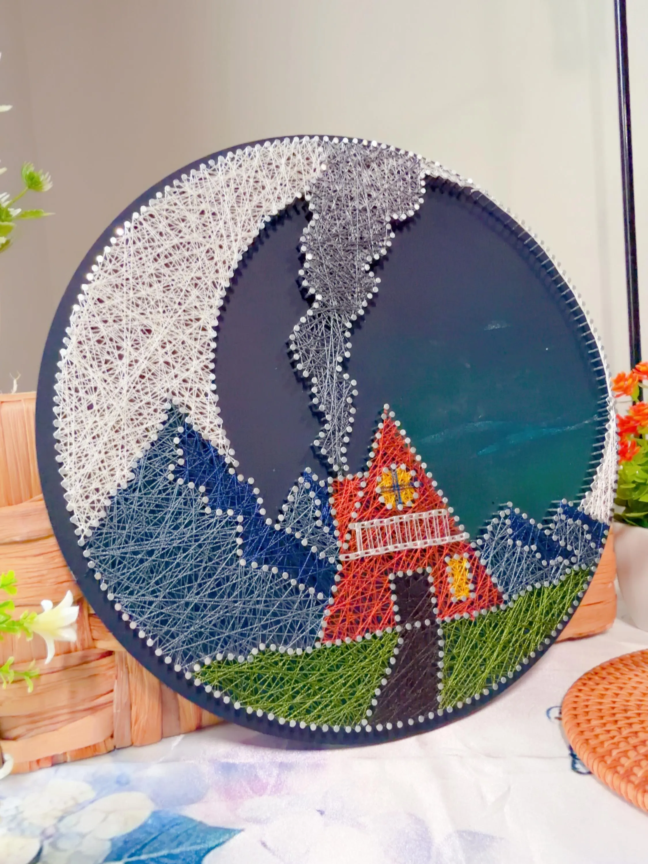 Handmade Mountain Cabin String Art, product photo 6