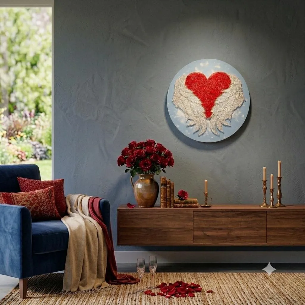 Angel Wings Heart String Art Wall Decor, product photo 4