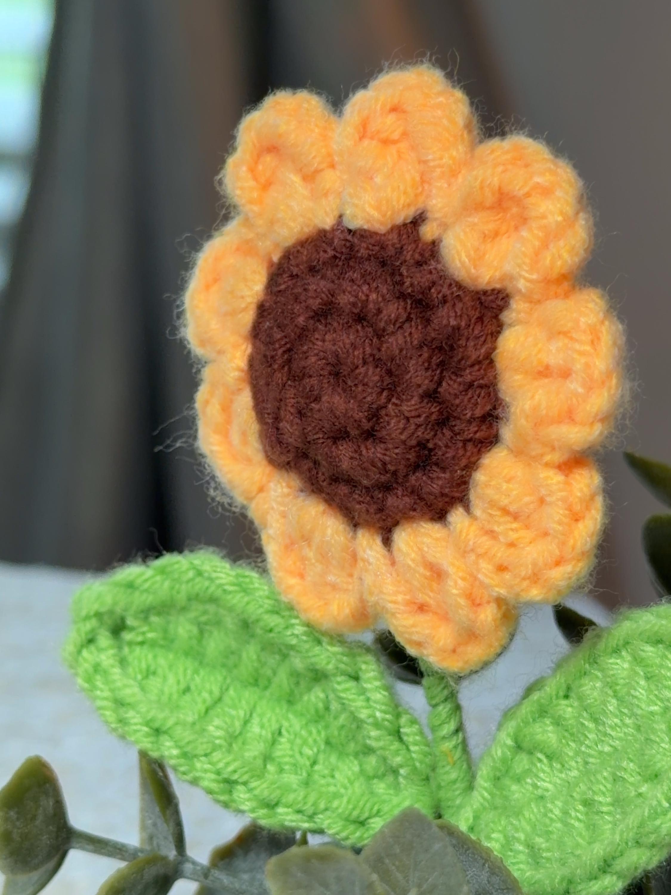 Crochet Sunflower Ceramic Pot, product photo 6