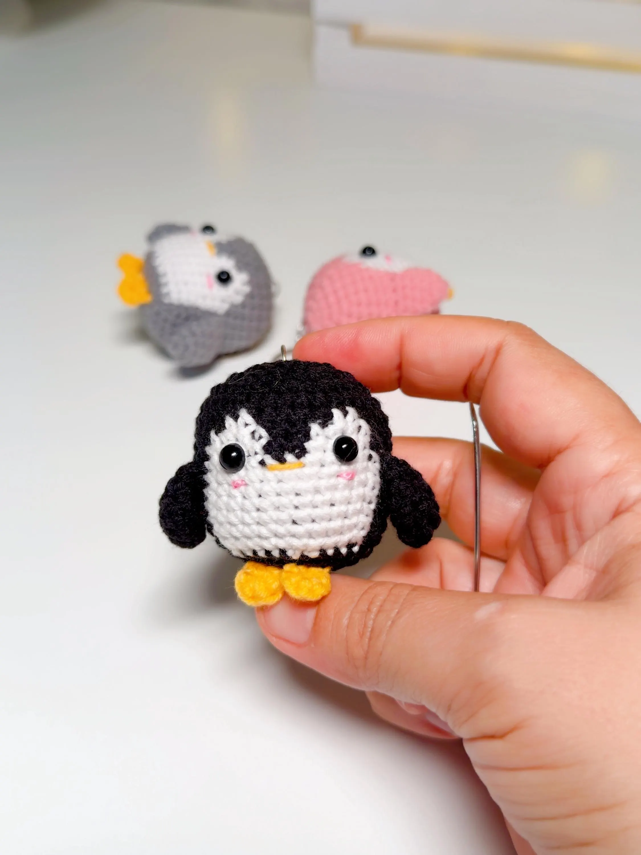 Handmade Crochet Penguin Bag Charm, product photo 10