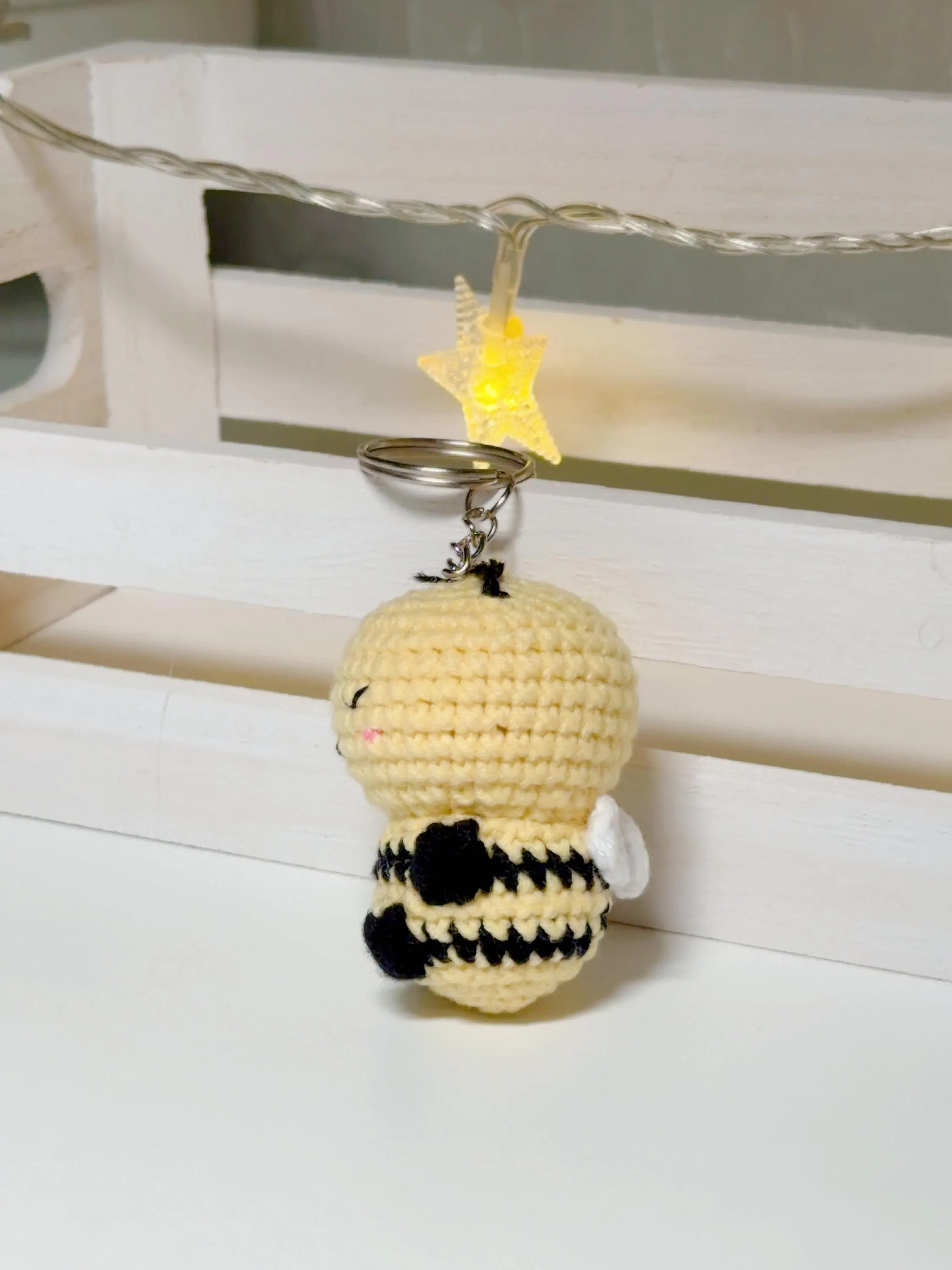 Handmade Crochet Bee Keychain, product photo 6