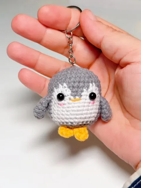 Handmade Crochet Penguin Bag Charm, product photo 13