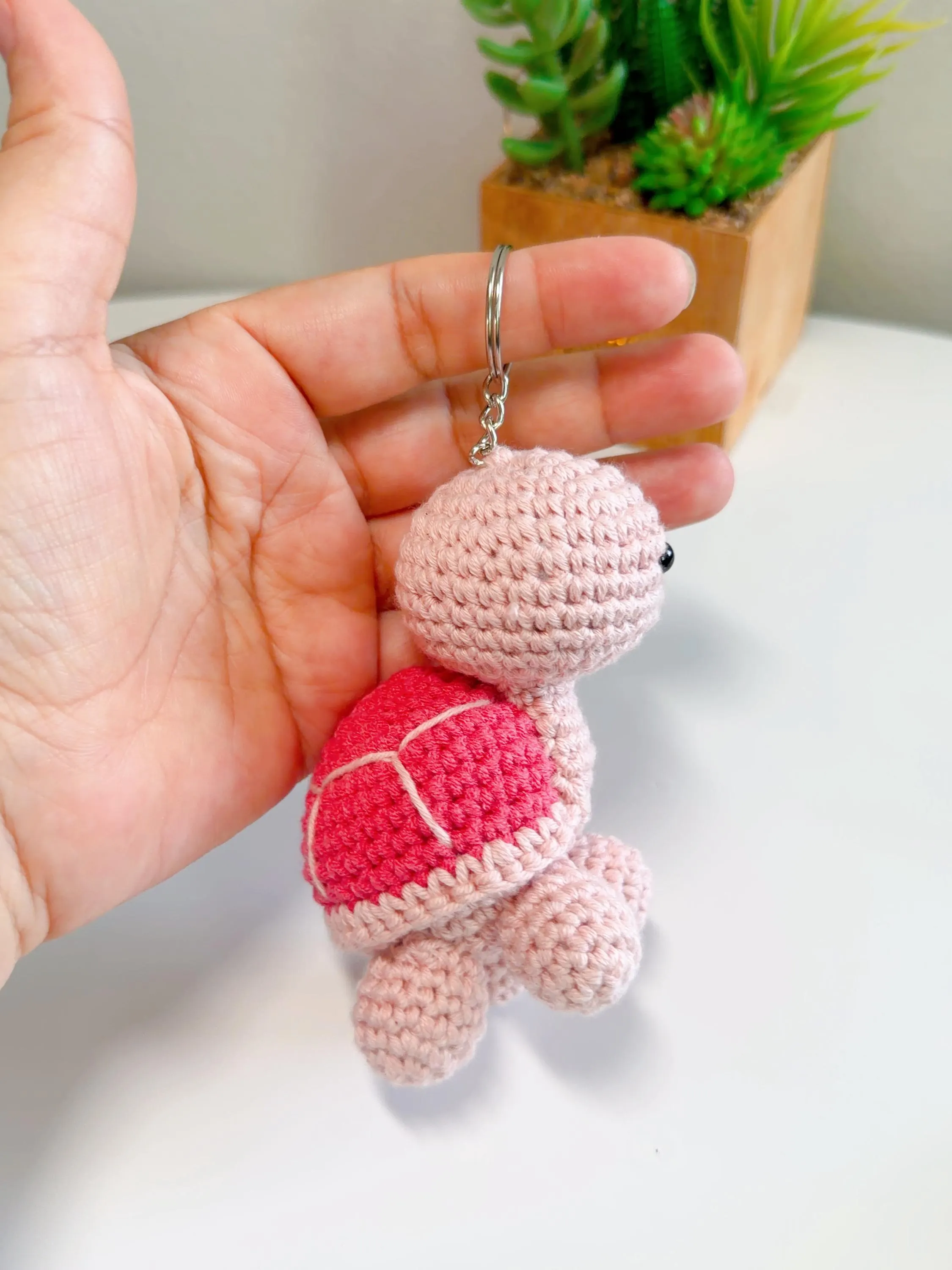 Handmade Crochet Turtle Keychain, product photo 11